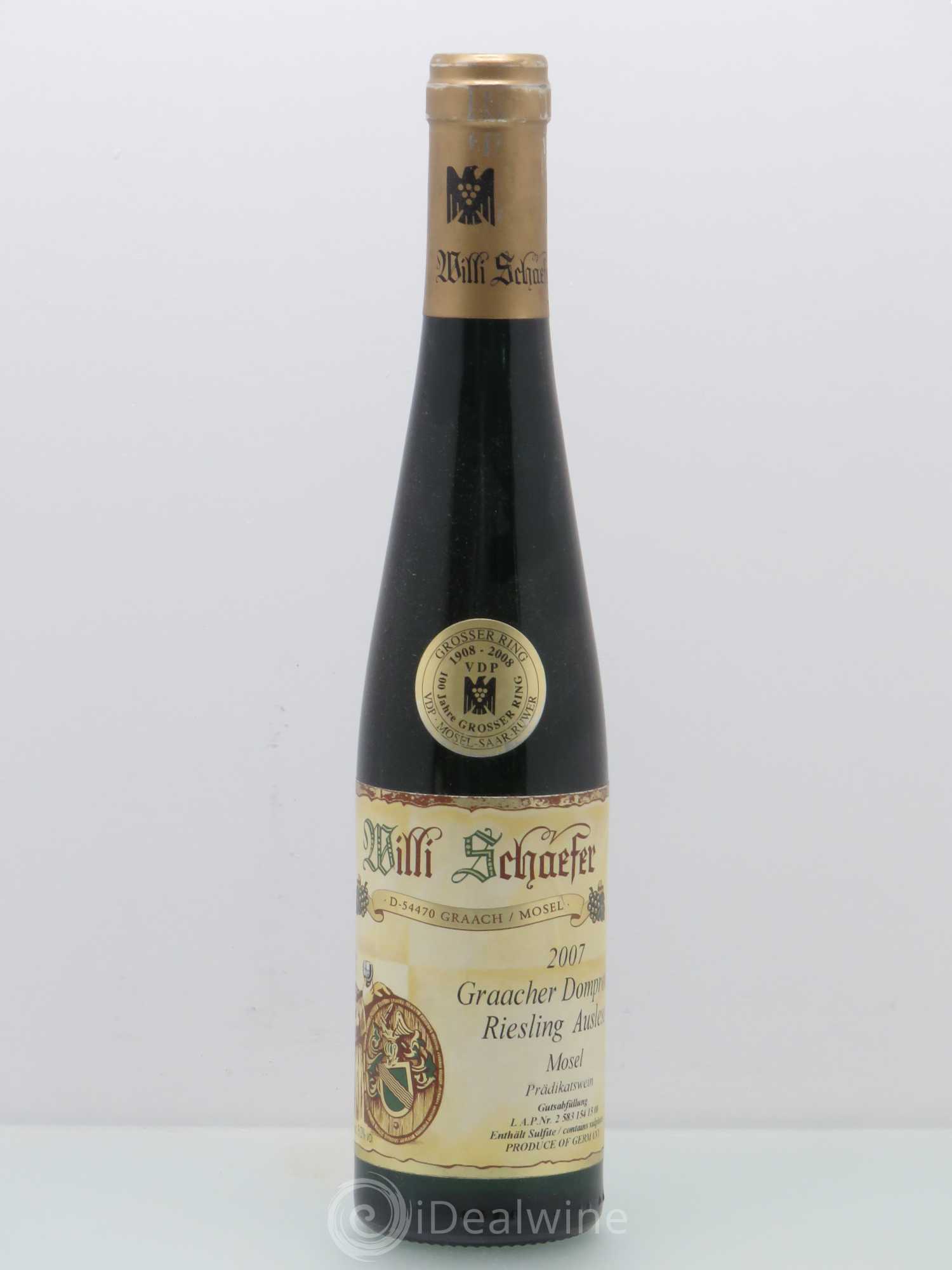 Riesling Willi Schaefer Graacher Domprobst Auslese 2007 - Posten von 1 Demi-Flasche - 0