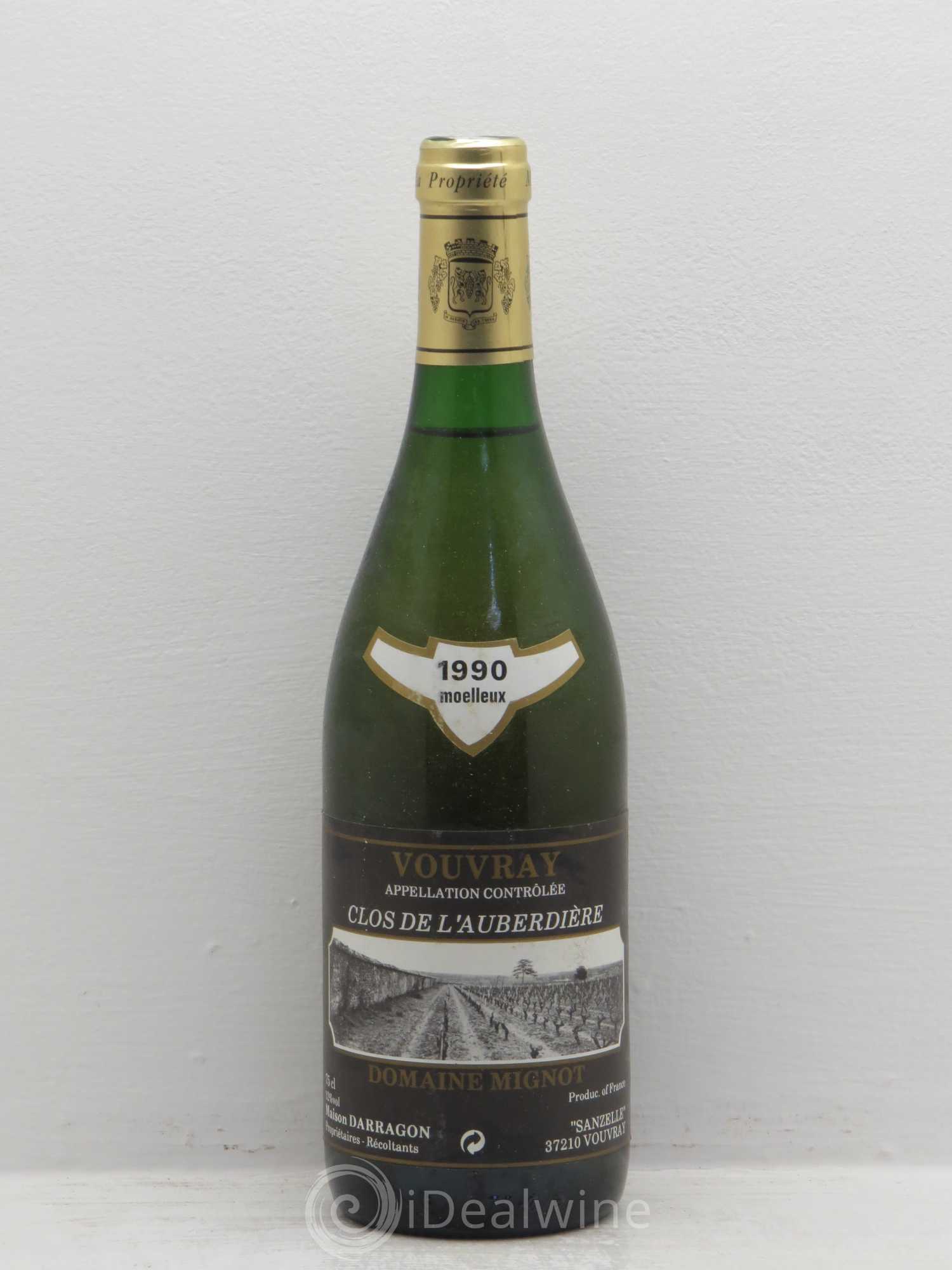 Vouvray Domaine mignot clos de l'auberdière Pierre darragon 1990 - Lotto di 6 bottiglie - 0