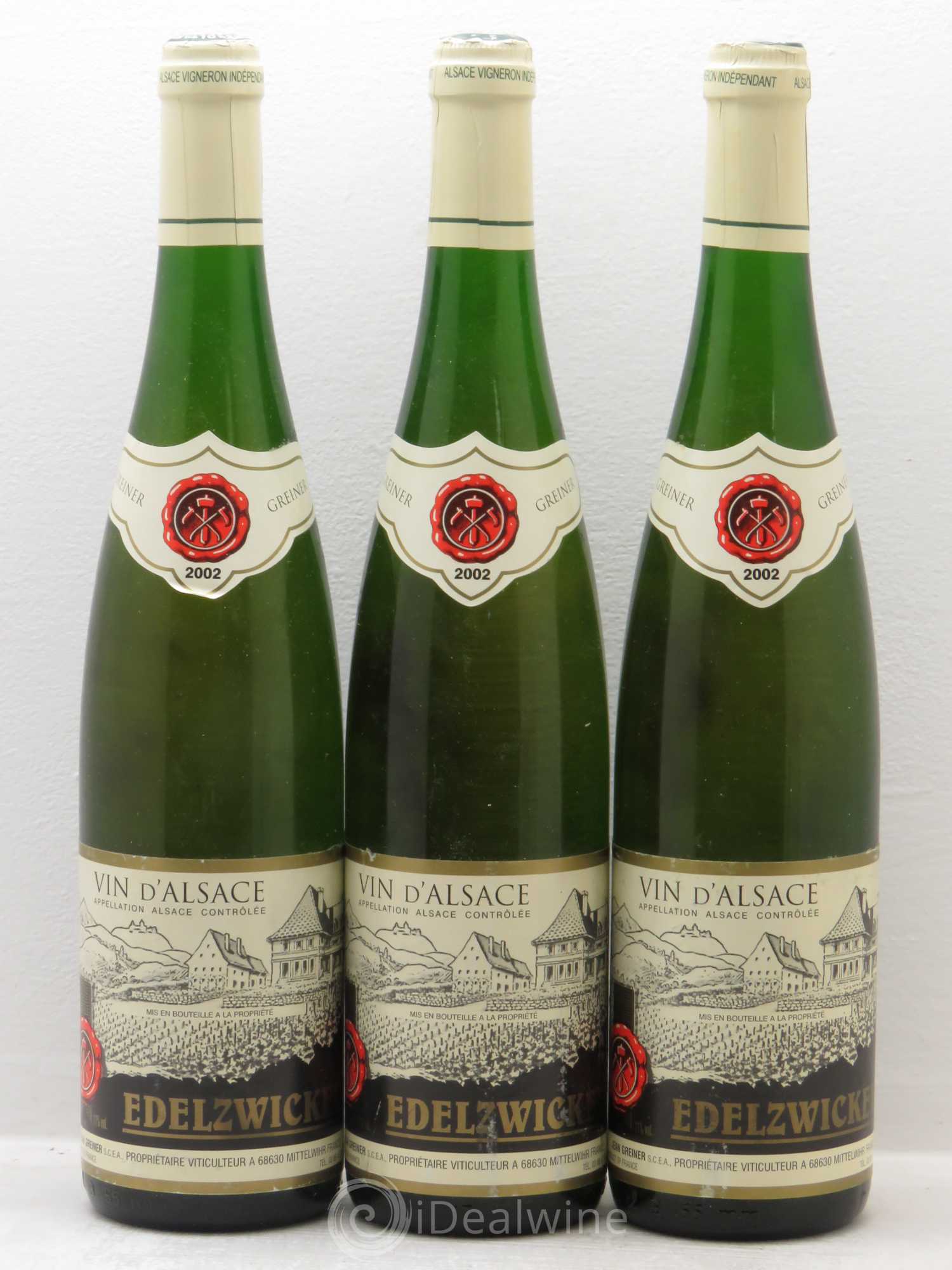 Alsace Edelzwicker Jean Greiner 2002 - Lot de 3 bouteilles - 0