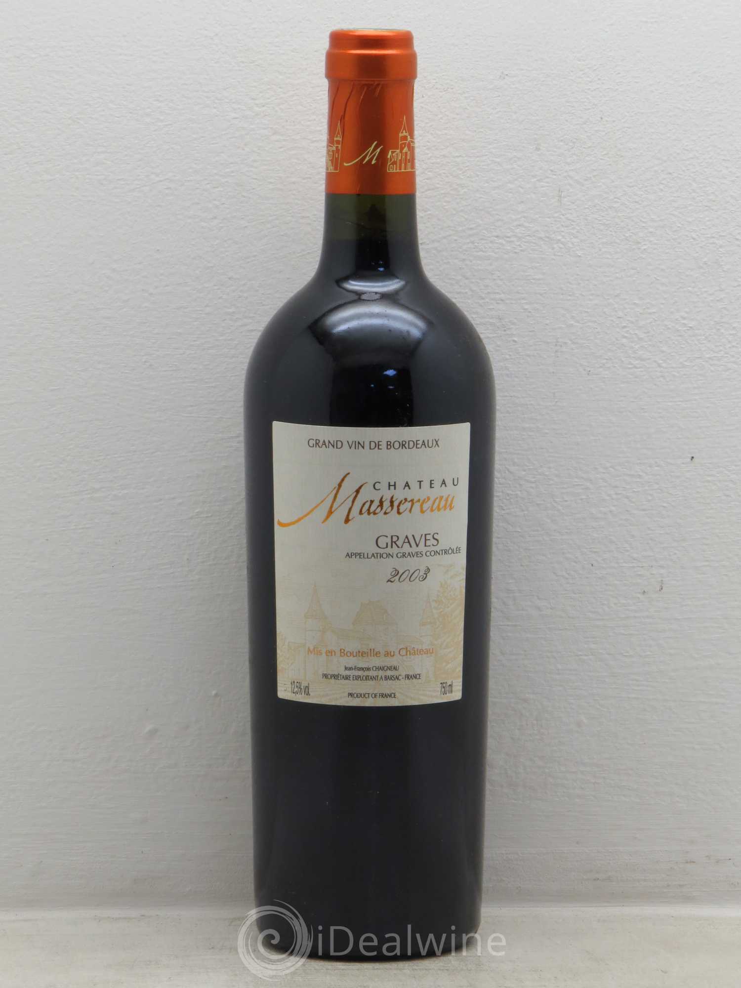 Graves massereau 2003 - Lot de 6 bouteilles - 0