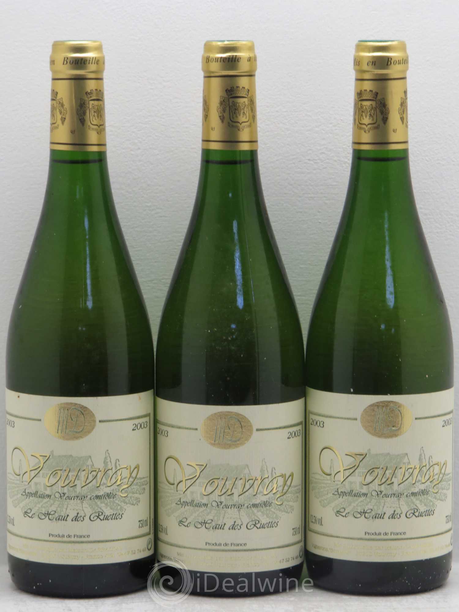 Vouvray Le haut de ruettes Pierre Darragon 2003 - Posten von 3 Flaschen - 0