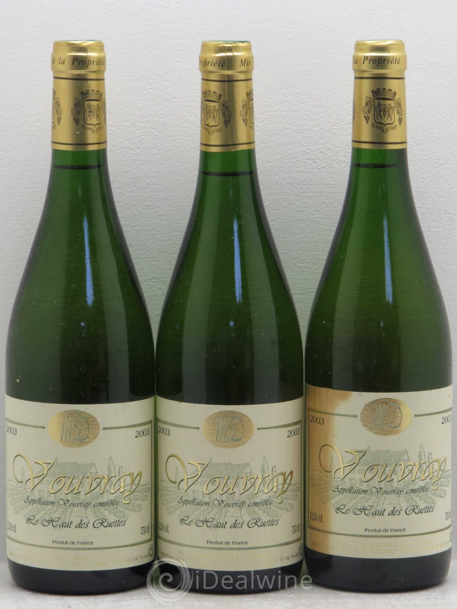 Vouvray Le haut de ruettes Pierre Darragon 2003 - Lotto di 3 bottiglie - 0
