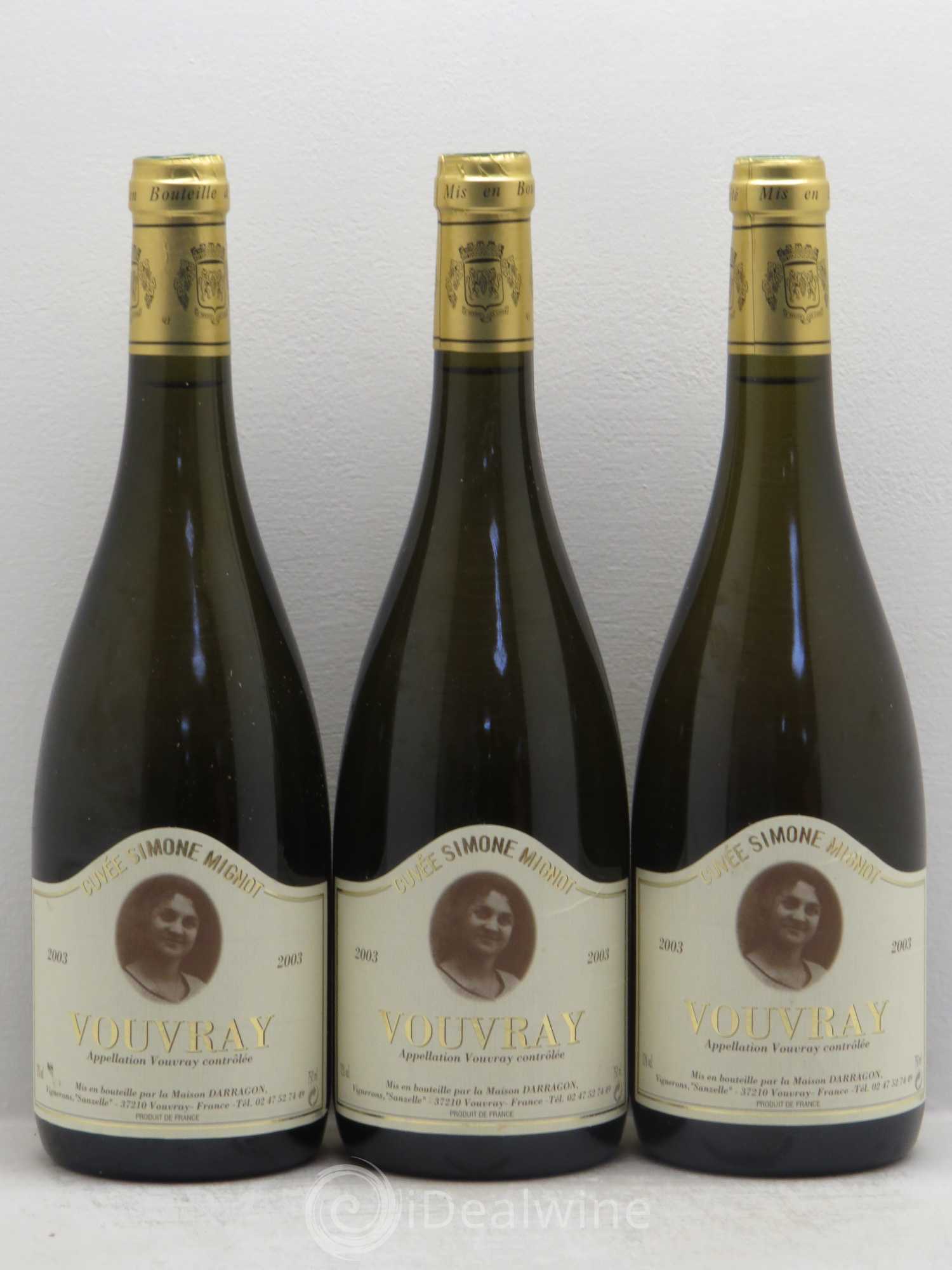 Vouvray Cuvée simone mignot Pierre Darragon 2003 - Lotto di 3 bottiglie - 0