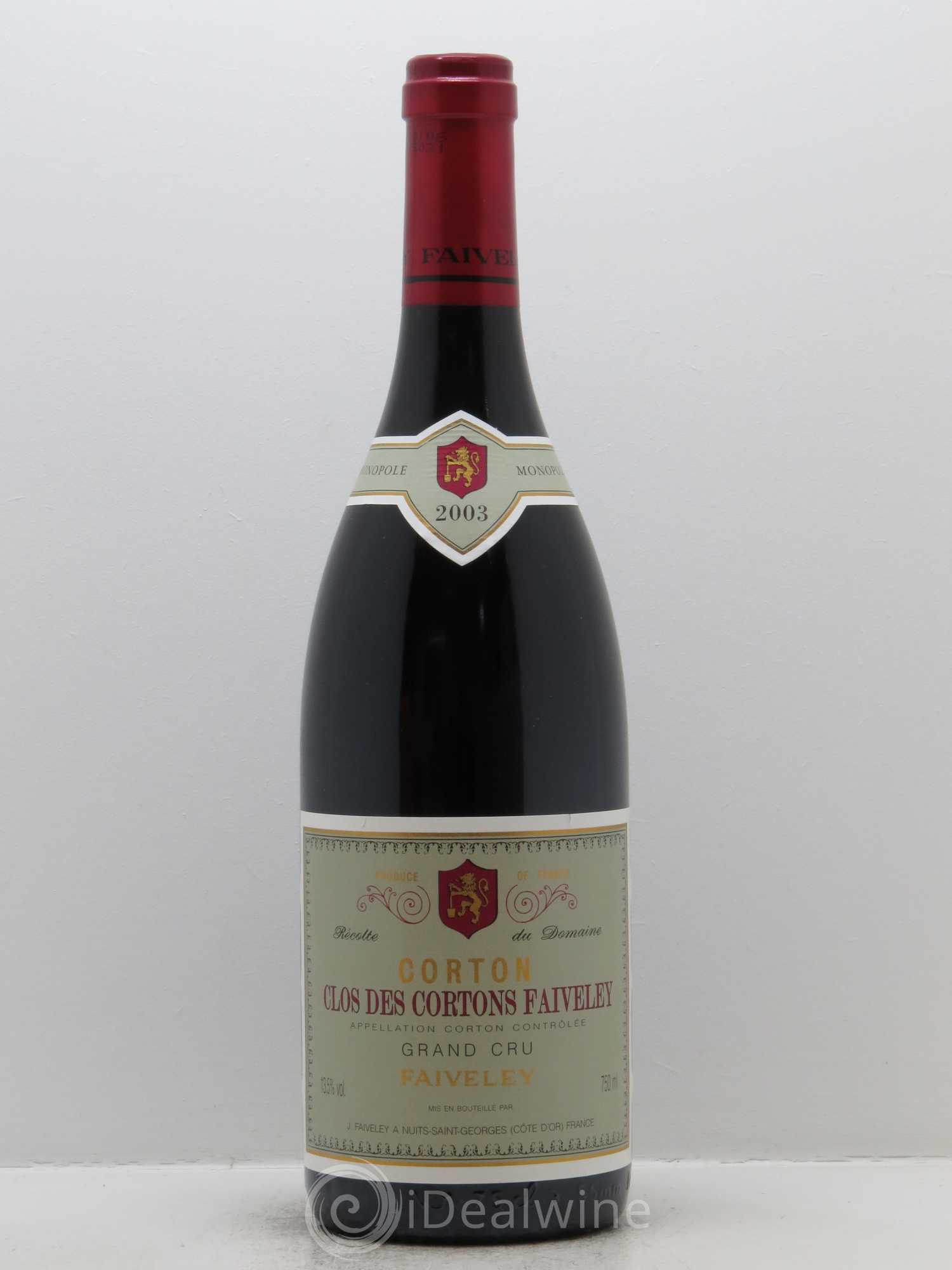 Corton Grand Cru Clos des Cortons Faiveley 2003 - Lot de 1 bouteille - 0
