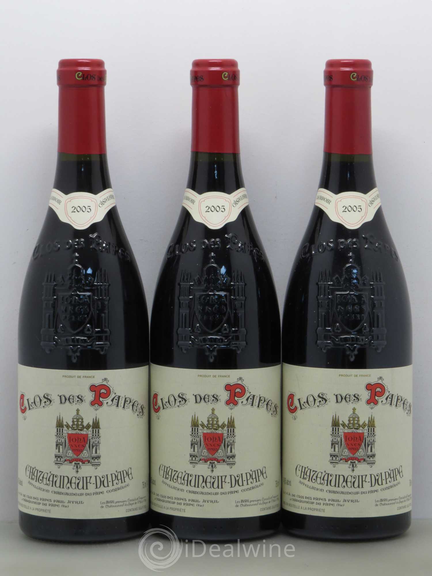 Châteauneuf-du-Pape Clos des Papes - Paul Avril 2005 - Lot de 3 bouteilles - 0