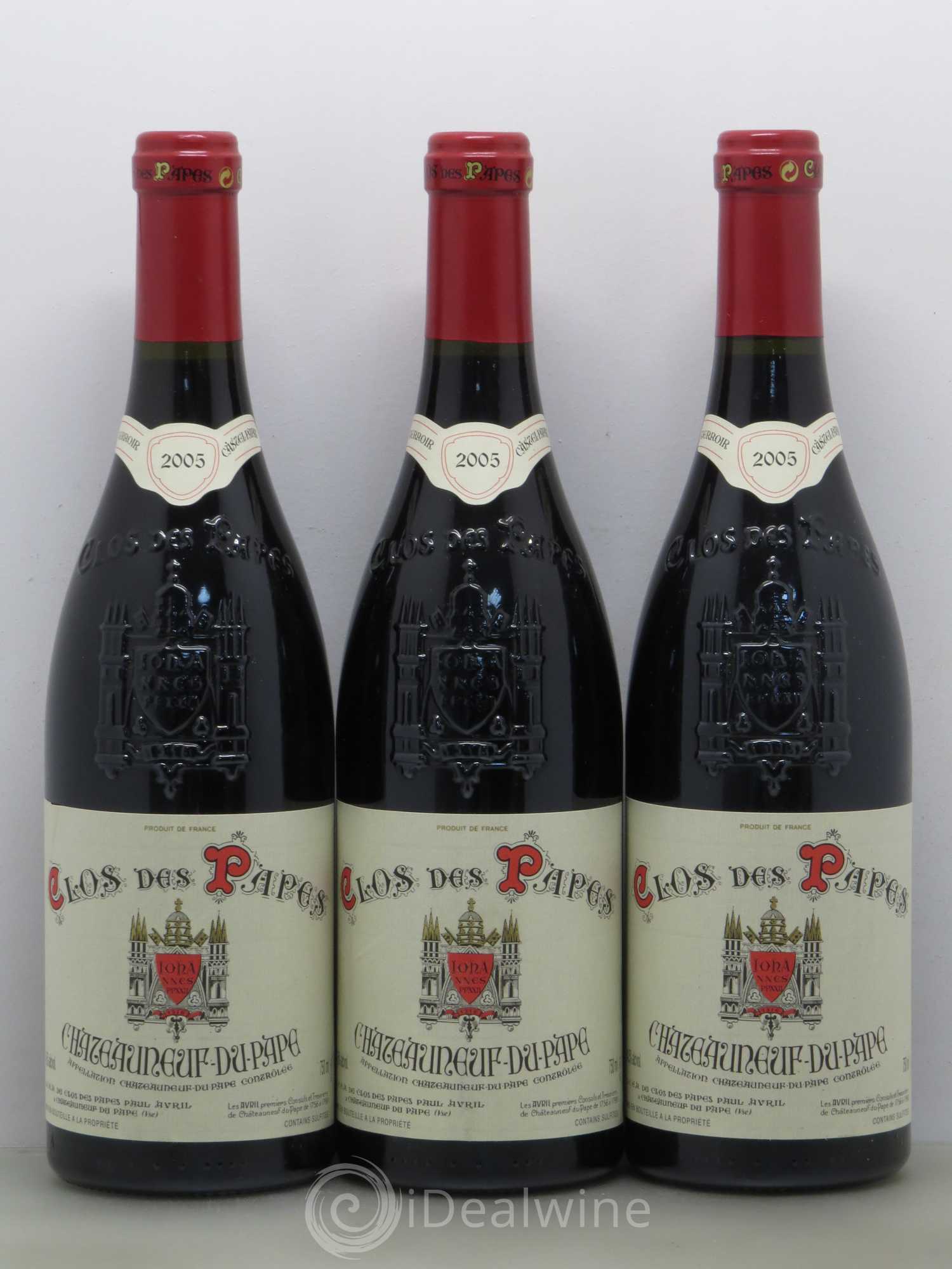 Châteauneuf-du-Pape Clos des Papes - Paul Avril 2005 - Lot de 3 bouteilles - 0