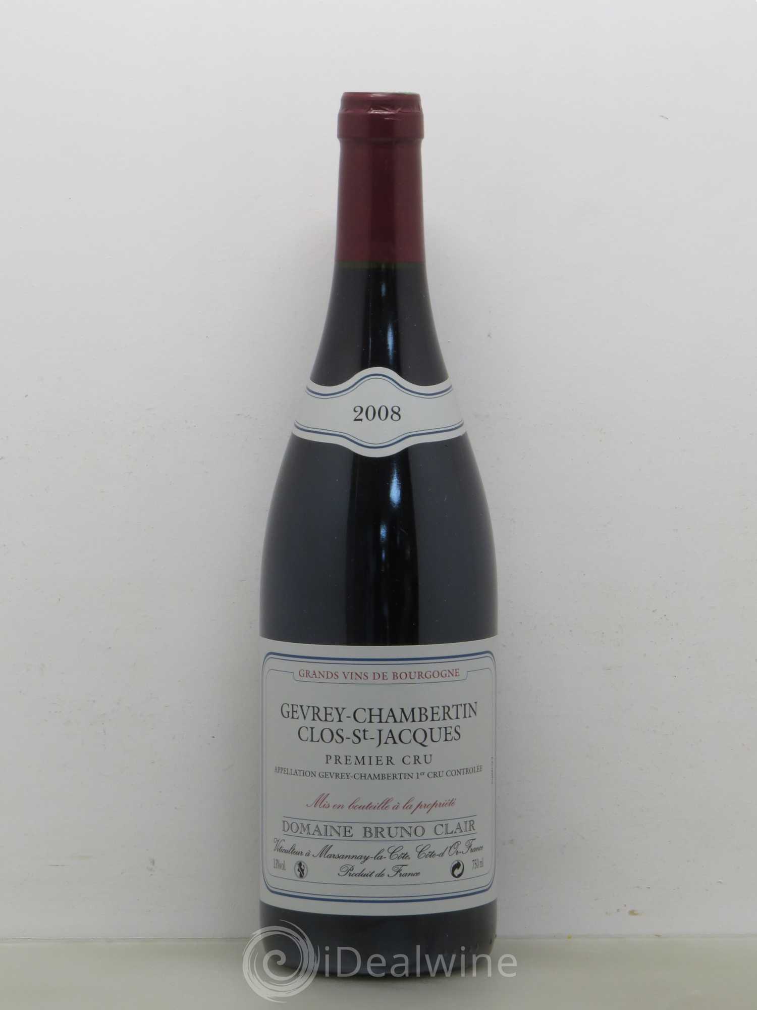 Gevrey-Chambertin 1er Cru Clos Saint-Jacques Bruno Clair (Domaine) 2008 - Lot de 1 bouteille - 0