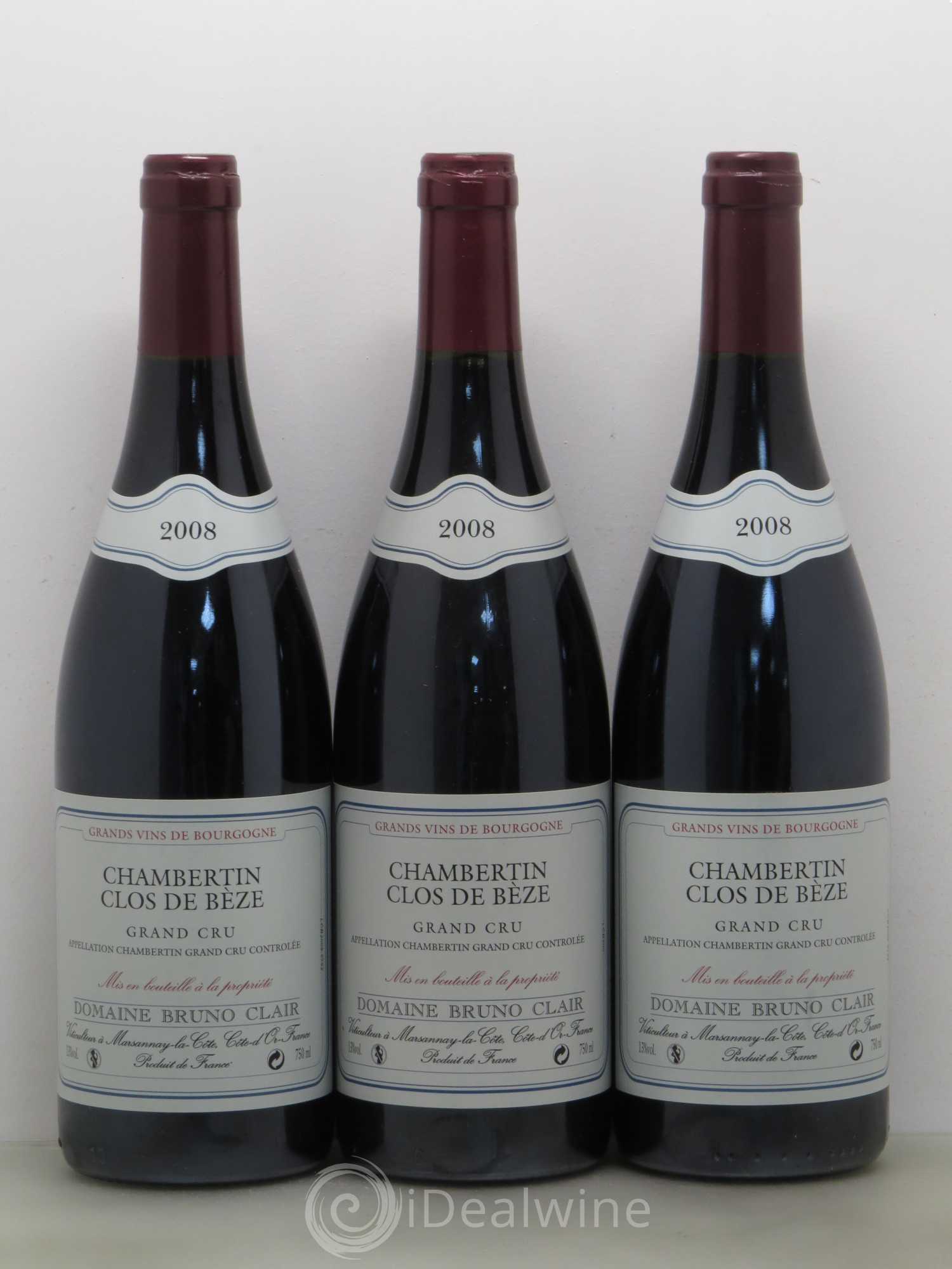 Chambertin Clos de Bèze Grand Cru Bruno Clair (Domaine) 2008 - Lot de 3 bouteilles - 0
