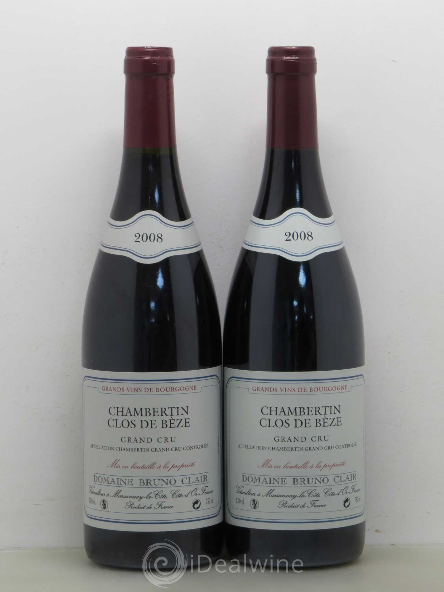 Chambertin Clos de Bèze Grand Cru Bruno Clair (Domaine) 2008 - Lot de 2 bouteilles - 0