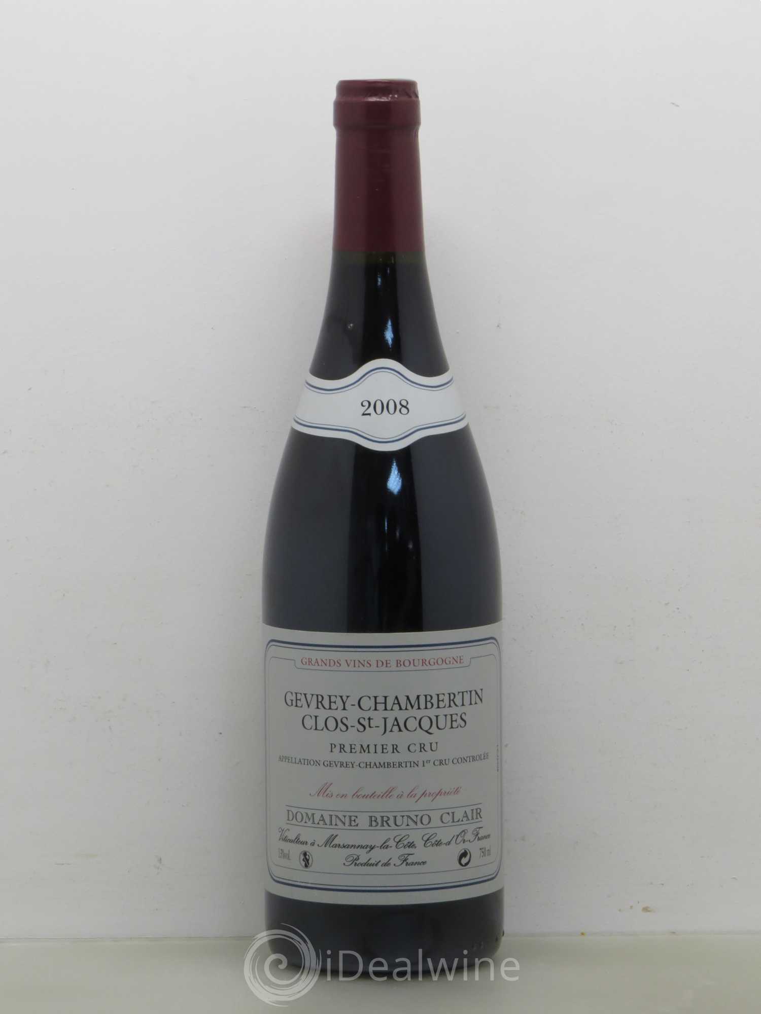 Gevrey-Chambertin 1er Cru Clos Saint-Jacques Bruno Clair (Domaine) 2008 - Lot de 1 bouteille - 0