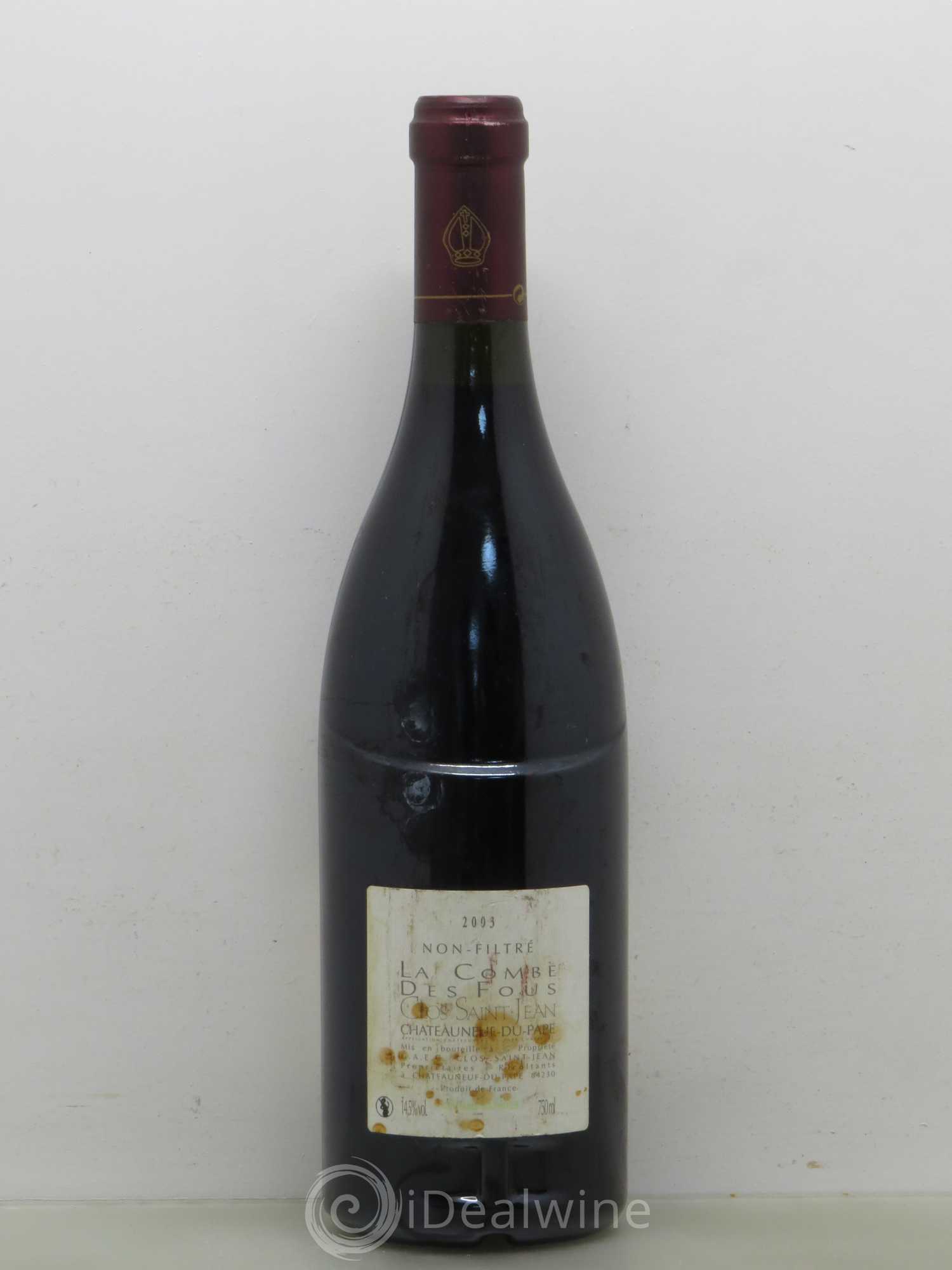 Châteauneuf-du-Pape Clos Saint-Jean La Combe des Fous Pascal et Vincent Maurel 2003 - Lot de 1 bouteille - 1