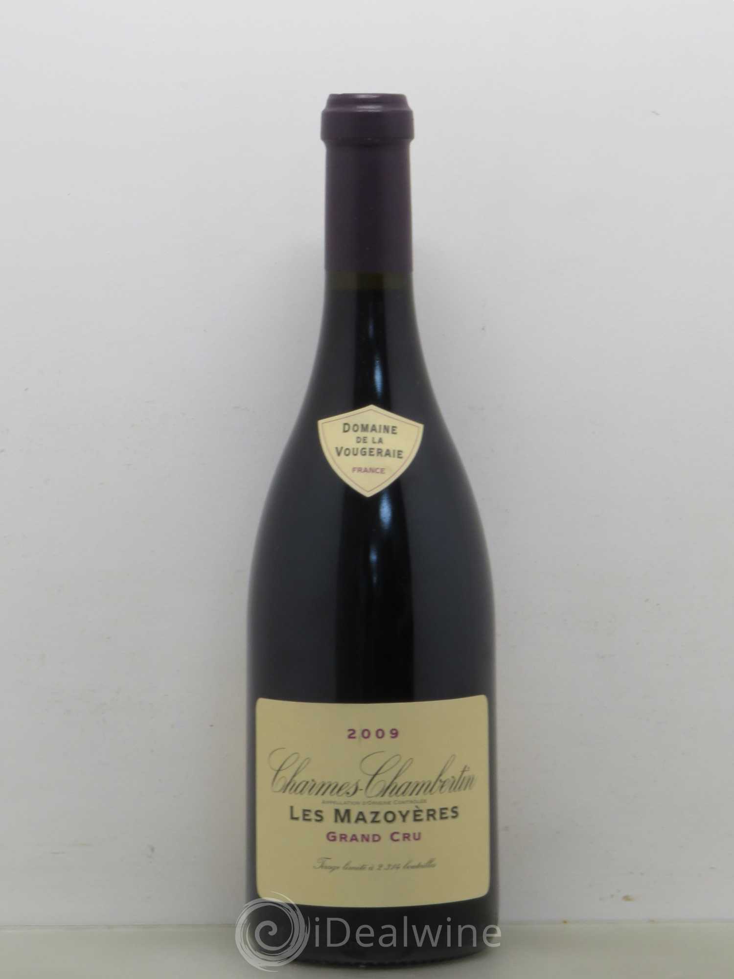 Charmes-Chambertin Grand Cru Les Mazoyères La Vougeraie 2009 - Lot de 1 bouteille - 0