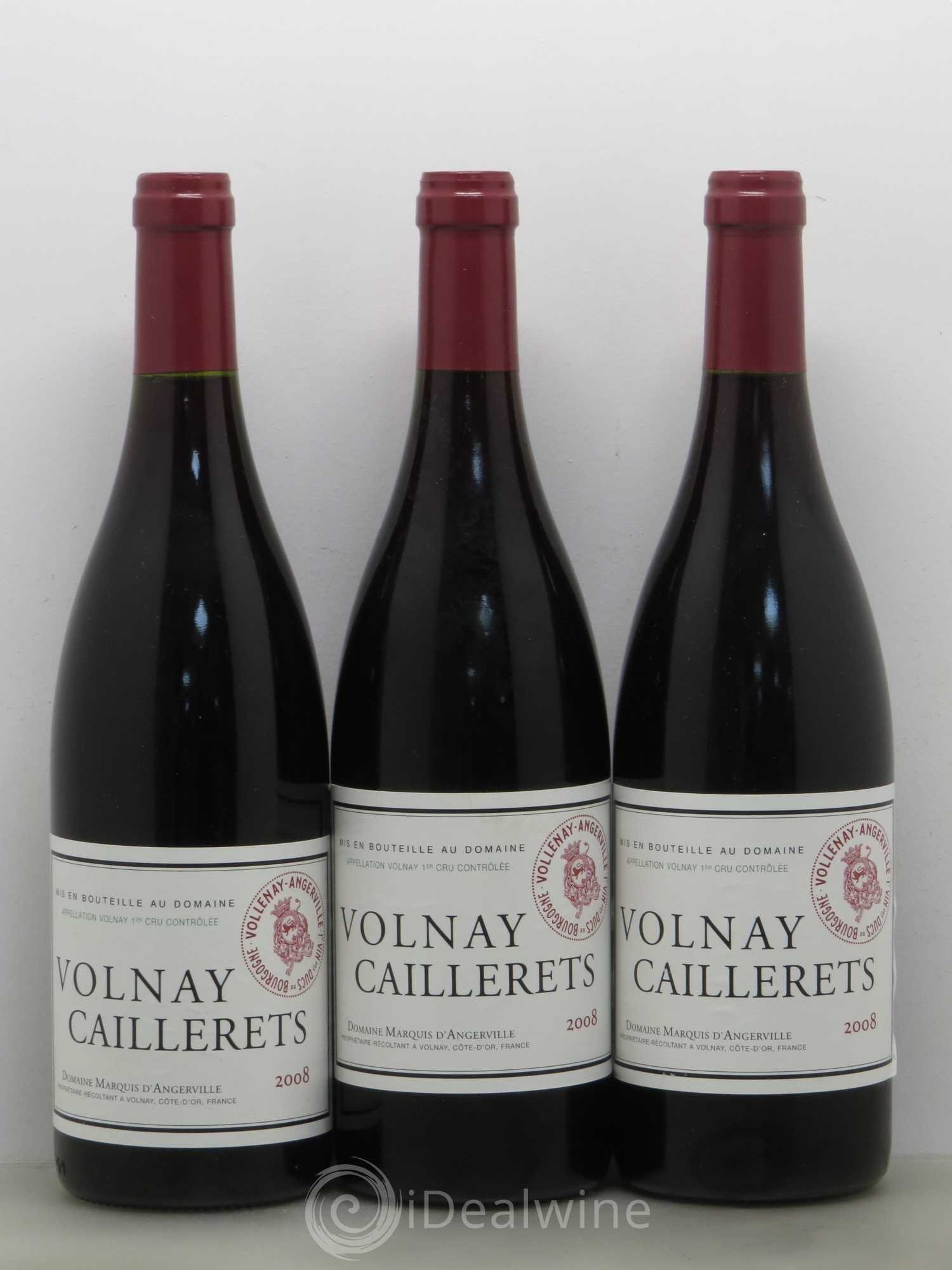 Volnay 1er Cru Caillerets Marquis d'Angerville (Domaine) 2008 - Lot de 3 bouteilles - 0