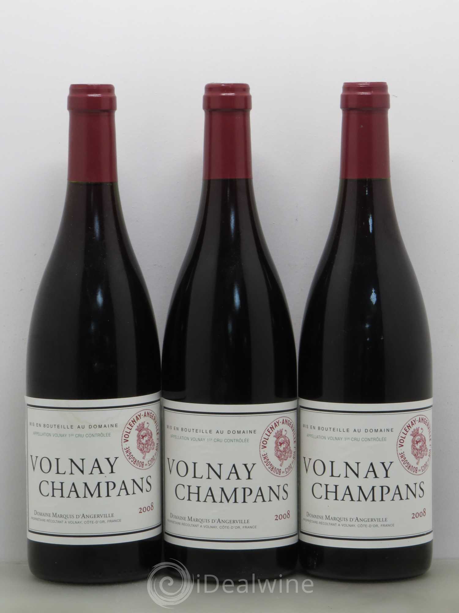 Volnay 1er Cru Champans Marquis d'Angerville (Domaine) 2008 - Lot de 3 bouteilles - 0