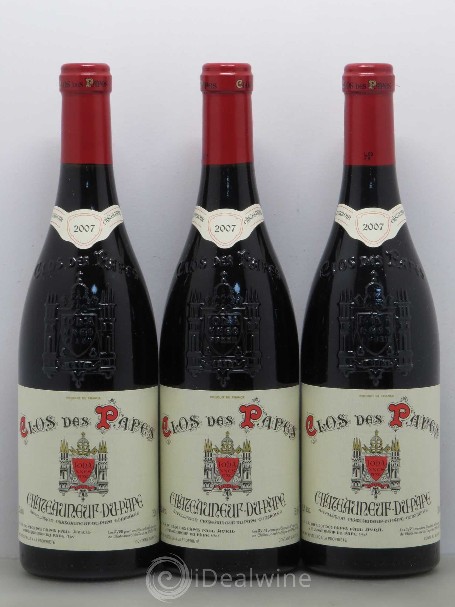 Châteauneuf-du-Pape Clos des Papes - Paul Avril 2007 - Lot de 3 bouteilles - 0