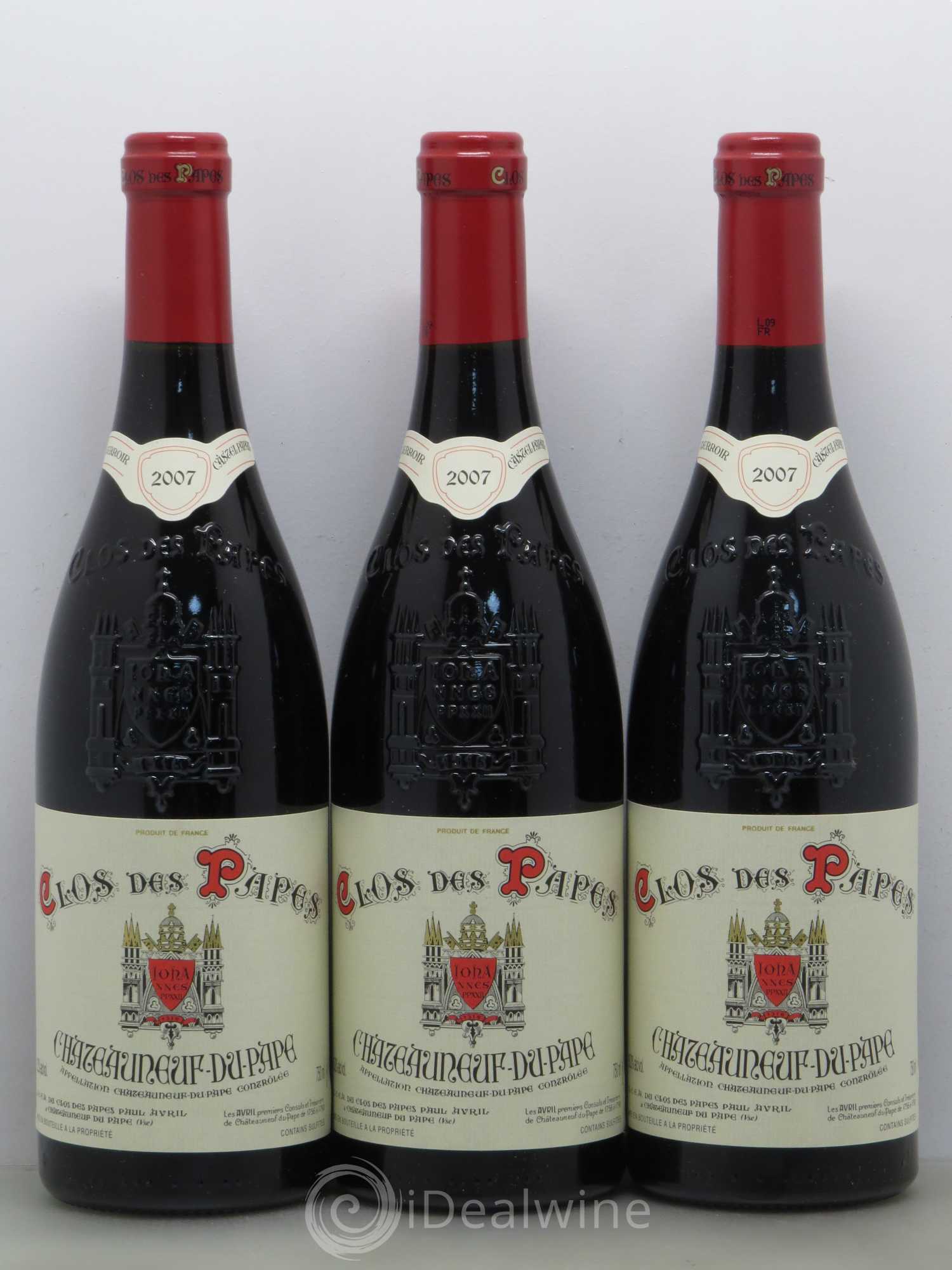 Châteauneuf-du-Pape Clos des Papes - Paul Avril 2007 - Lot de 3 bouteilles - 0