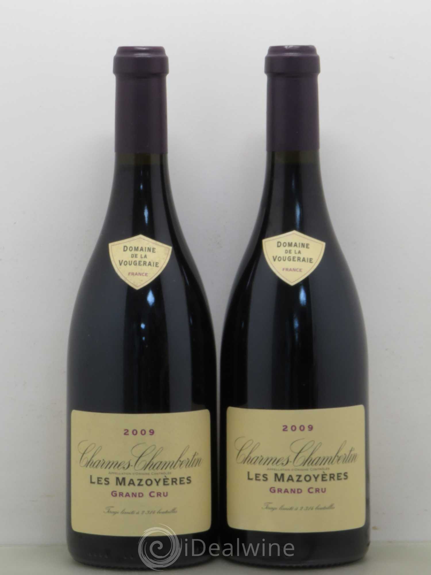 Charmes-Chambertin Grand Cru Les Mazoyères La Vougeraie 2009 - Lot de 2 bouteilles - 0