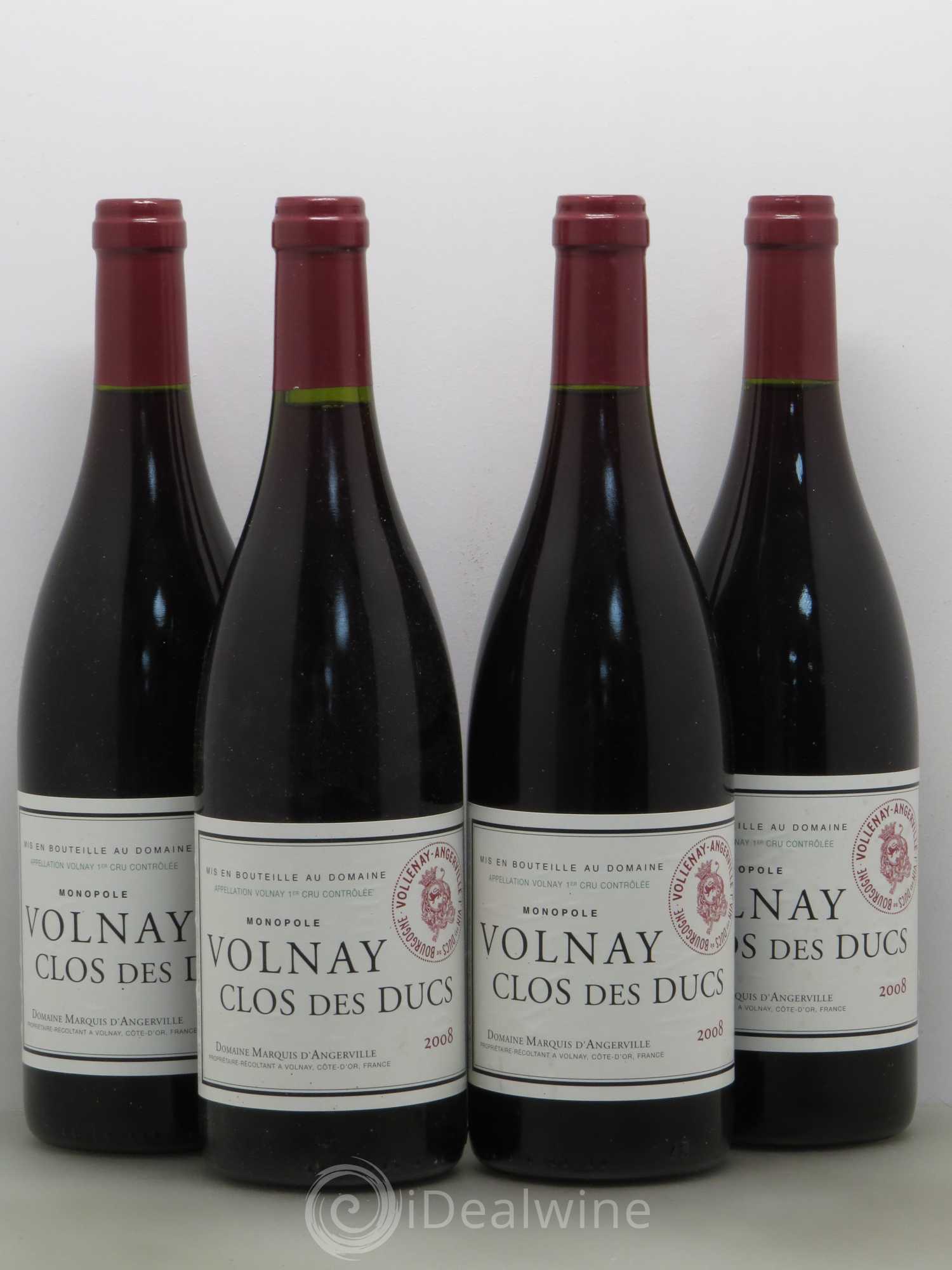 Volnay 1er Cru Clos des Ducs Marquis d'Angerville (Domaine) 2008 - Lot de 4 bouteilles - 0