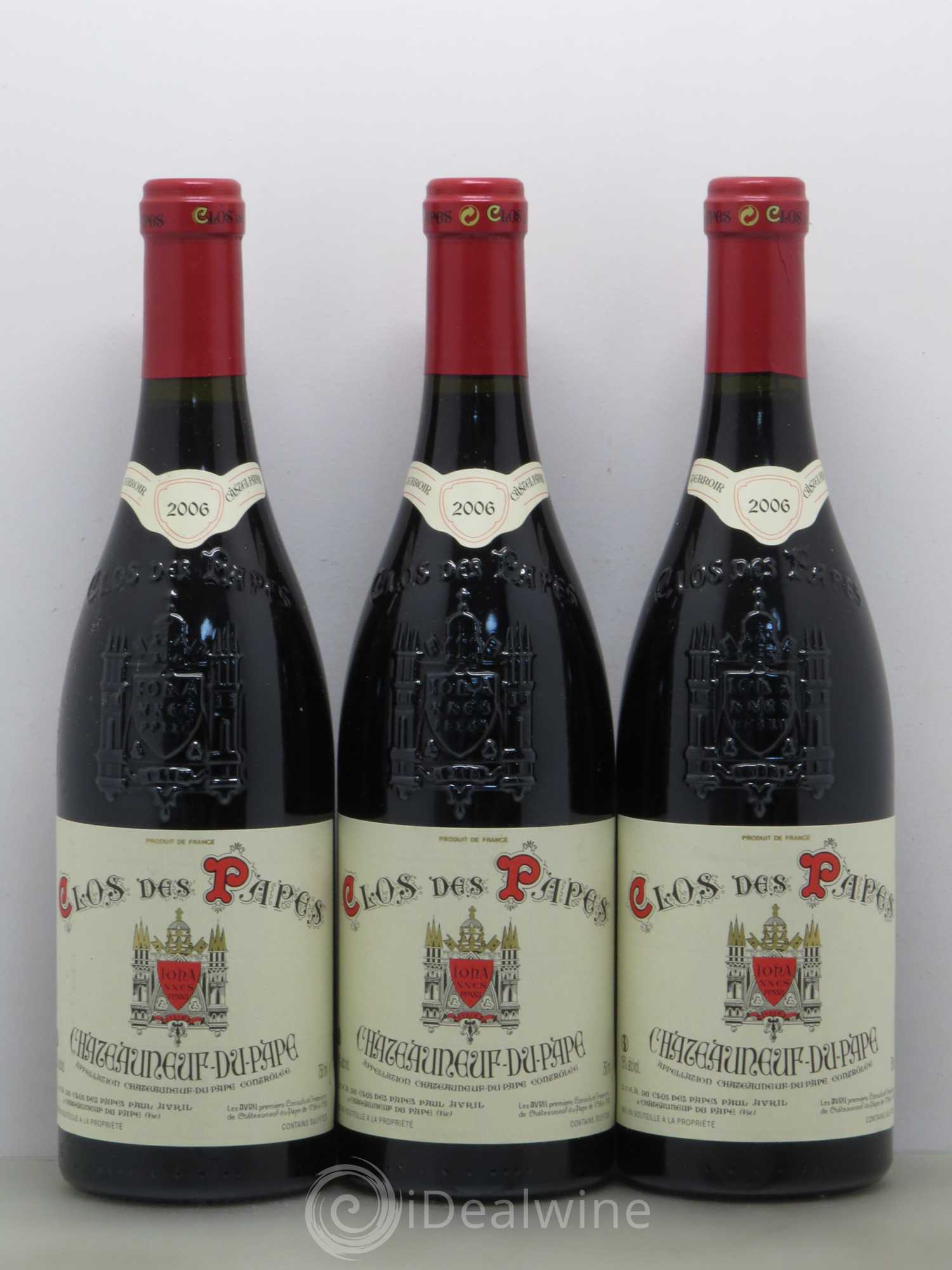 Châteauneuf-du-Pape Clos des Papes - Paul Avril 2006 - Lot de 3 bouteilles - 0