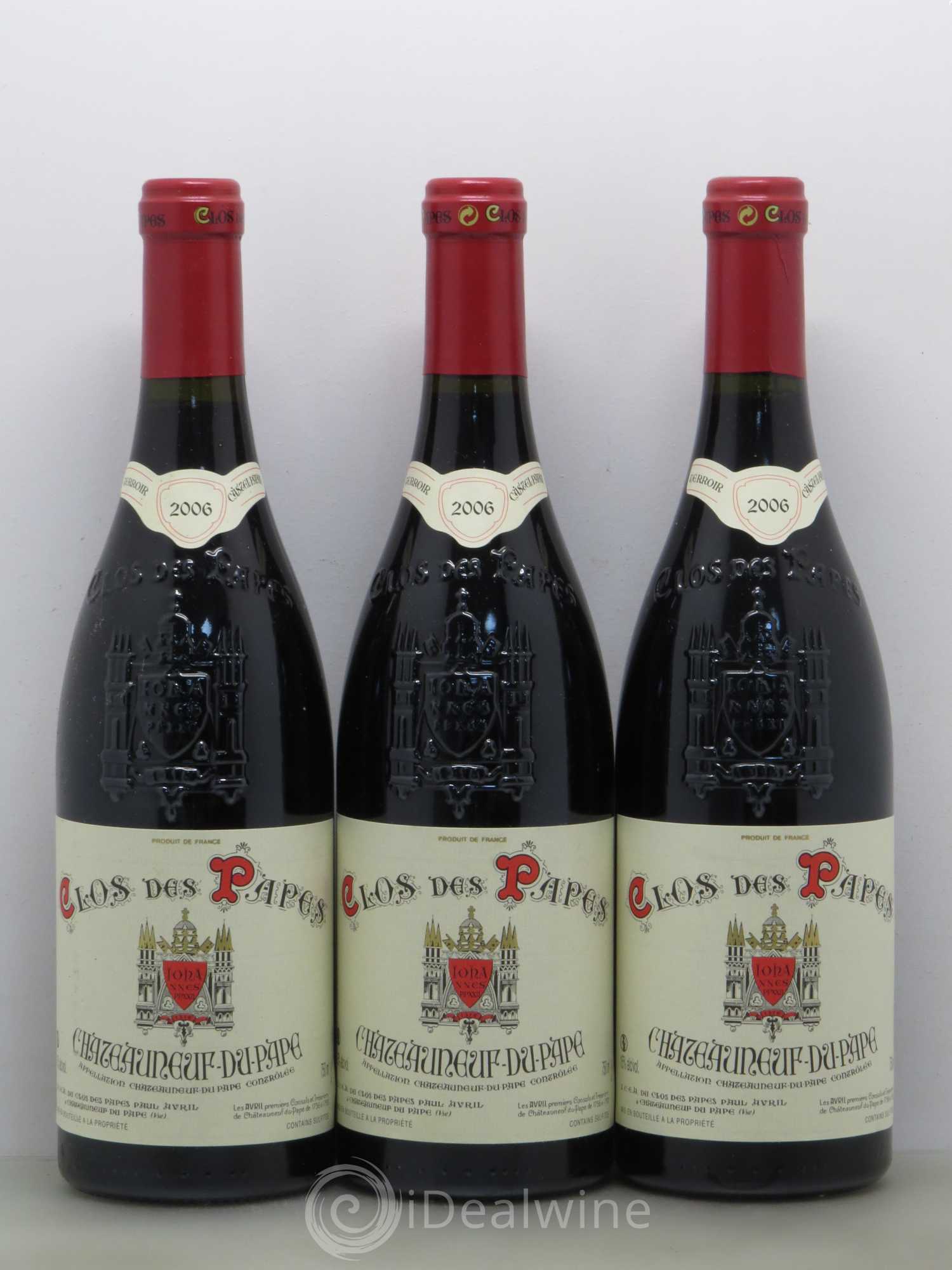 Châteauneuf-du-Pape Clos des Papes - Paul Avril 2006 - Lot de 3 bouteilles - 0