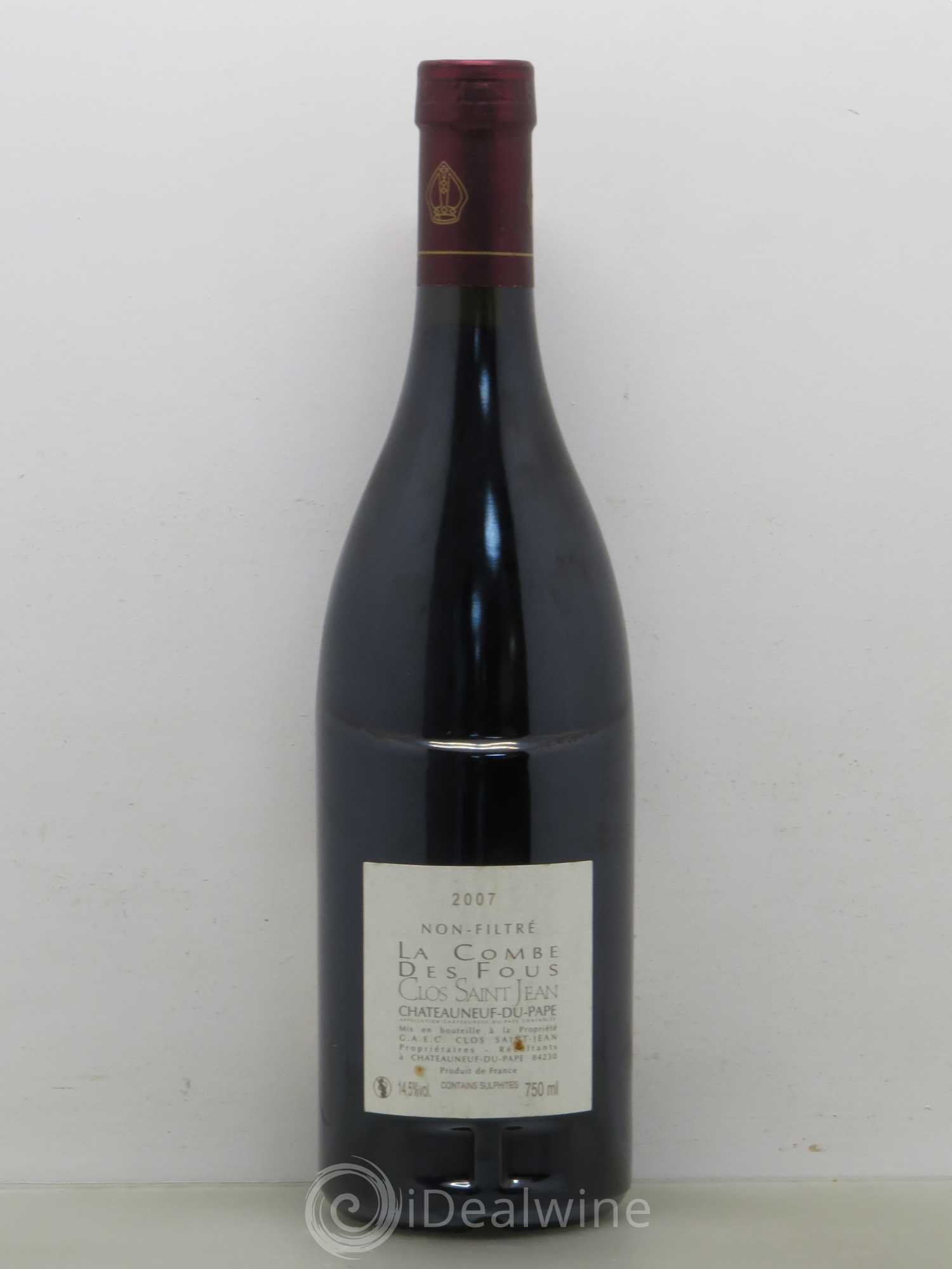 Châteauneuf-du-Pape Clos Saint-Jean La Combe des Fous Pascal et Vincent Maurel 2007 - Lot de 1 bouteille - 1