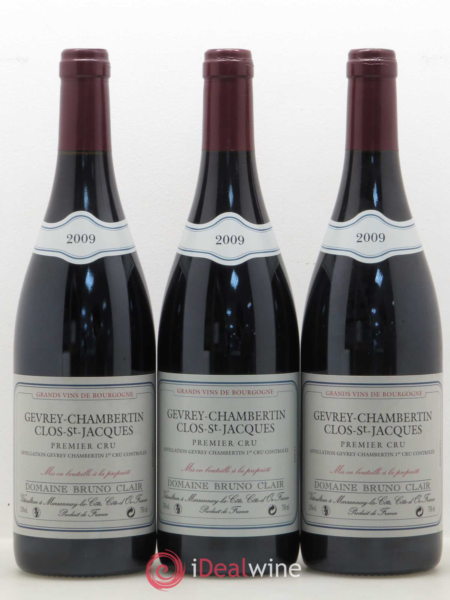 Gevrey-Chambertin 1er Cru Clos Saint-Jacques Bruno Clair (Domaine) 2009 - Lot de 3 bouteilles - 0