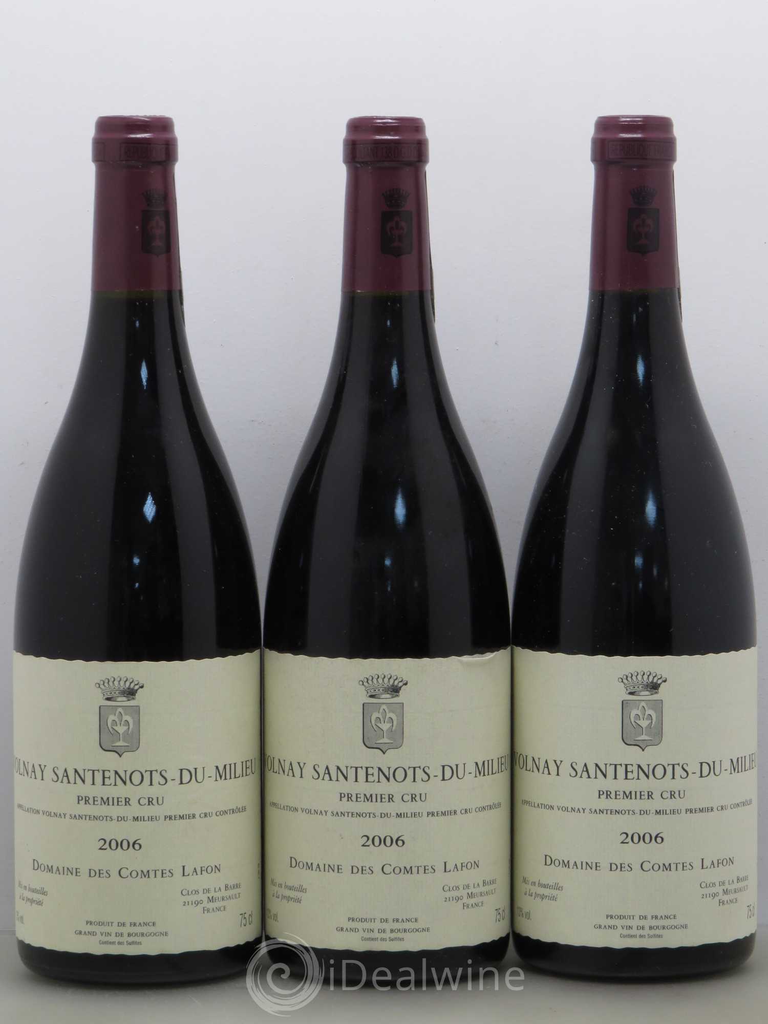 Volnay 1er Cru Santenots du Milieu Comtes Lafon (Domaine des) 2006 - Lot de 3 bouteilles - 0