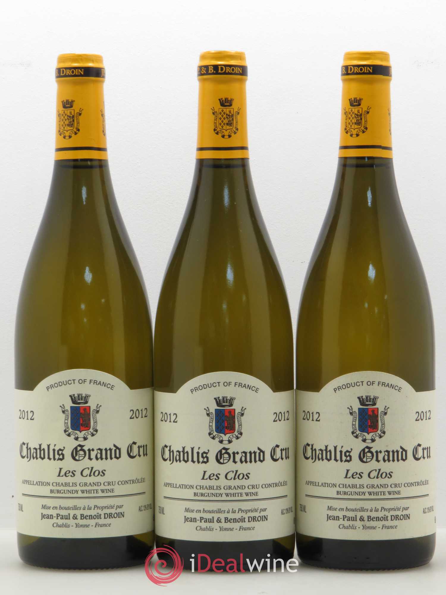 Chablis Grand Cru Les Clos Jean-Paul & Benoît Droin (Domaine) 2012 - Lot de 3 bouteilles - 0
