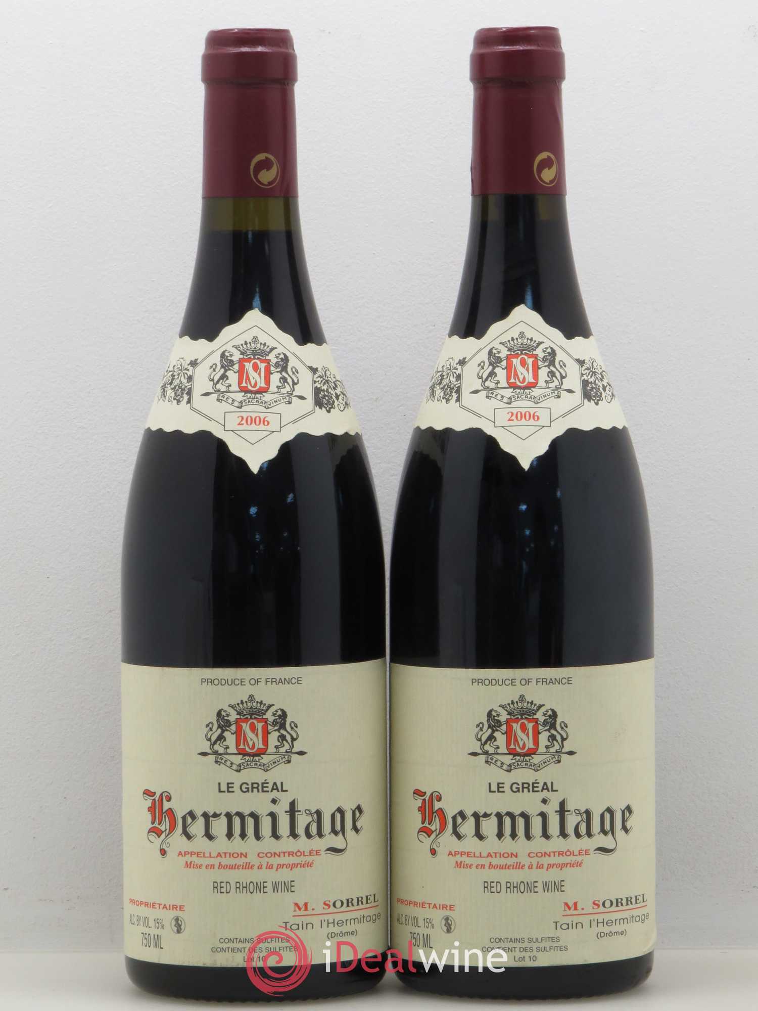 Hermitage Le Gréal Marc Sorrel 2006 - Lot de 2 bouteilles - 0