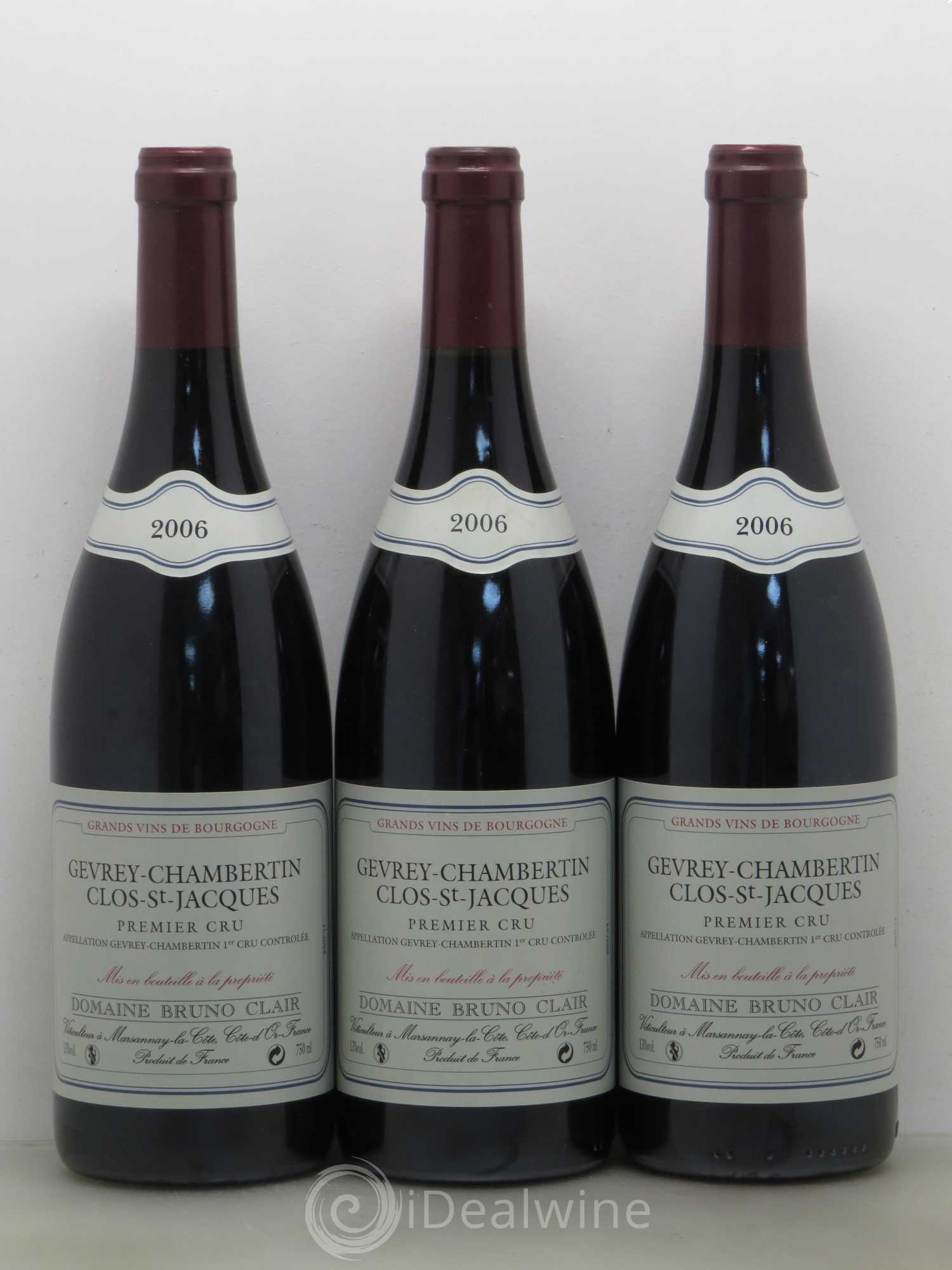 Gevrey-Chambertin 1er Cru Clos Saint-Jacques Bruno Clair (Domaine) 2006 - Lot de 3 bouteilles - 0