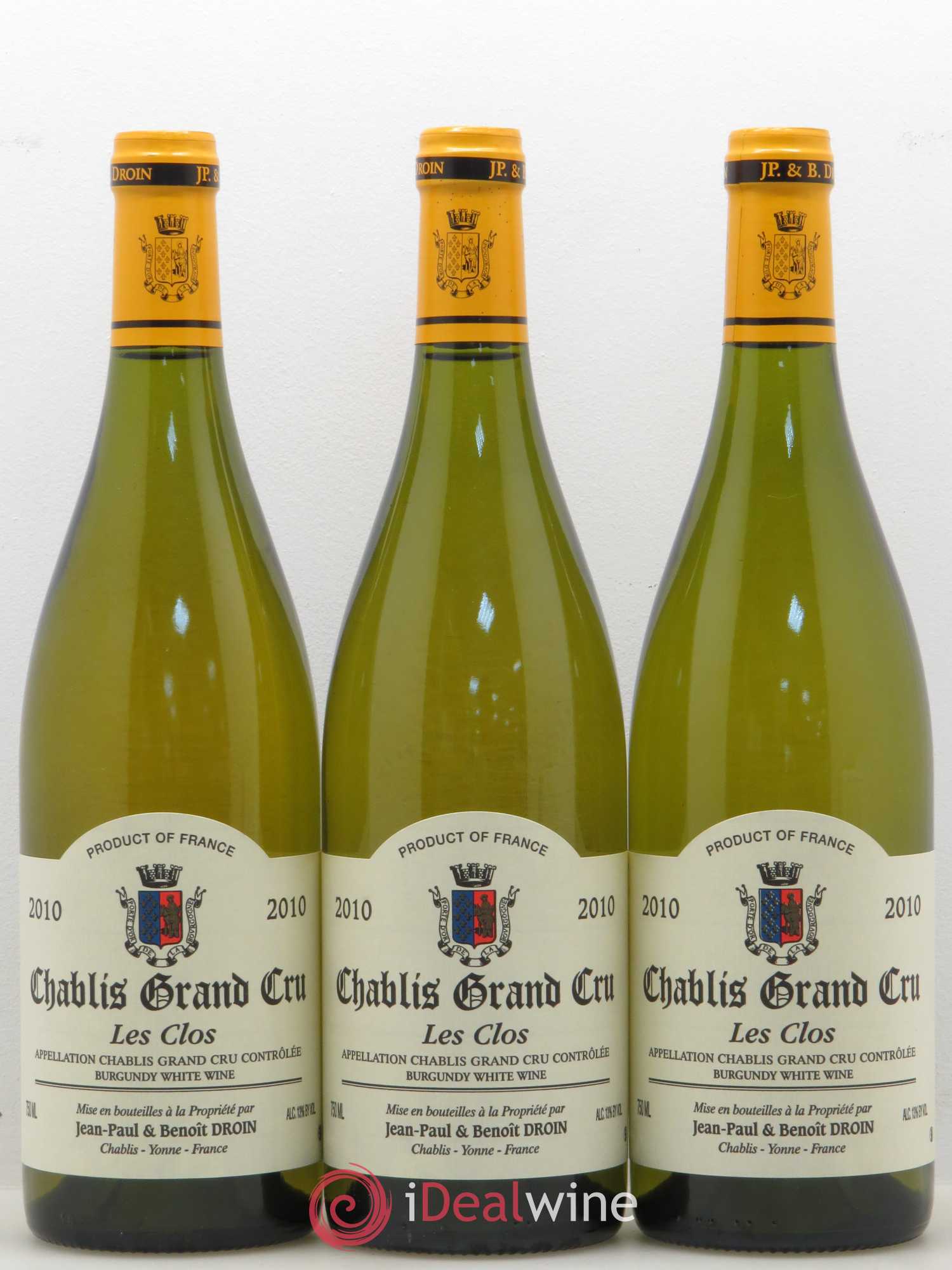 Chablis Grand Cru Les Clos Jean-Paul & Benoît Droin (Domaine) 2010 - Lot de 3 bouteilles - 0