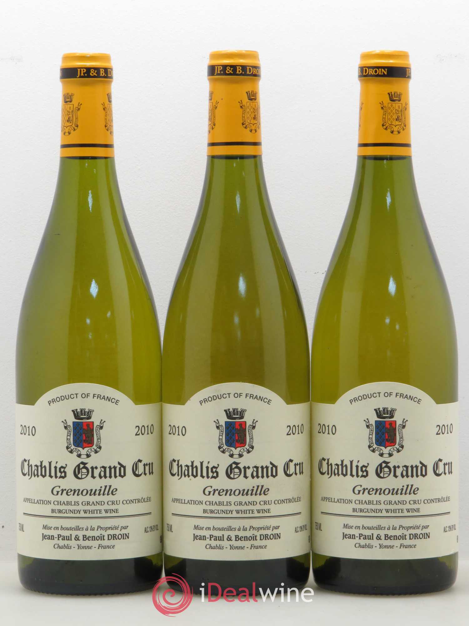 Chablis Grand Cru Grenouilles Jean-Paul & Benoît Droin (Domaine) 2010 - Lot de 3 bouteilles - 0