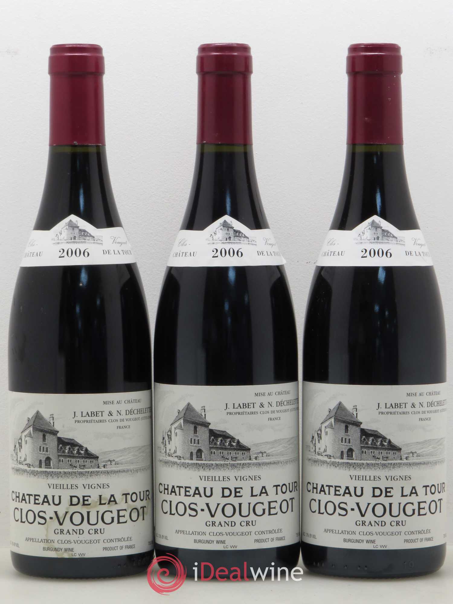 Clos de Vougeot Grand Cru Vieilles Vignes Château de La Tour 2006 - Lot de 3 bouteilles - 0