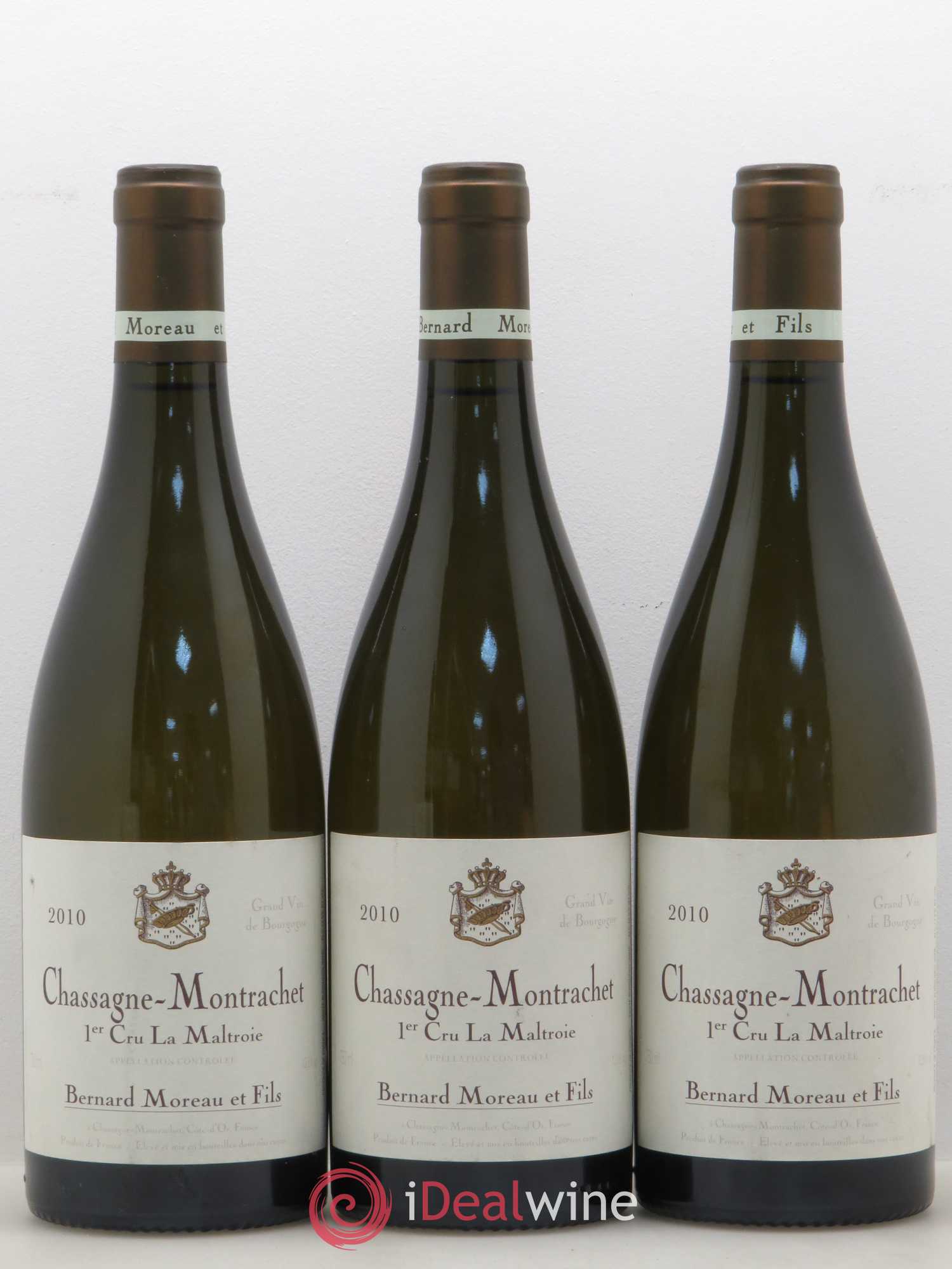 Chassagne-Montrachet 1er Cru La Maltroie Bernard Moreau 2010 - Lotto di 3 bottiglie - 0