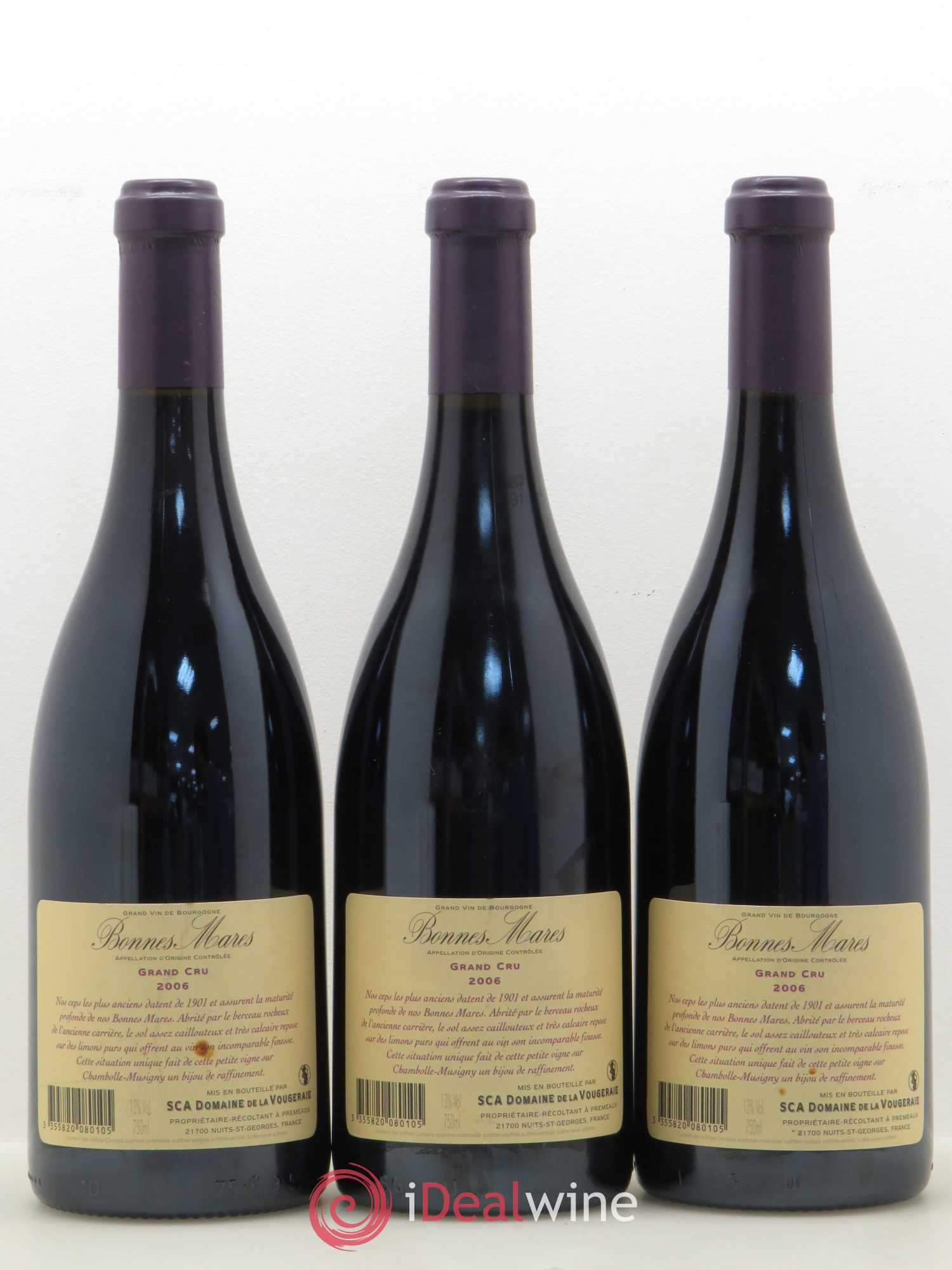 Bonnes-Mares Grand Cru La Vougeraie 2006 - Lot de 3 bouteilles - 1