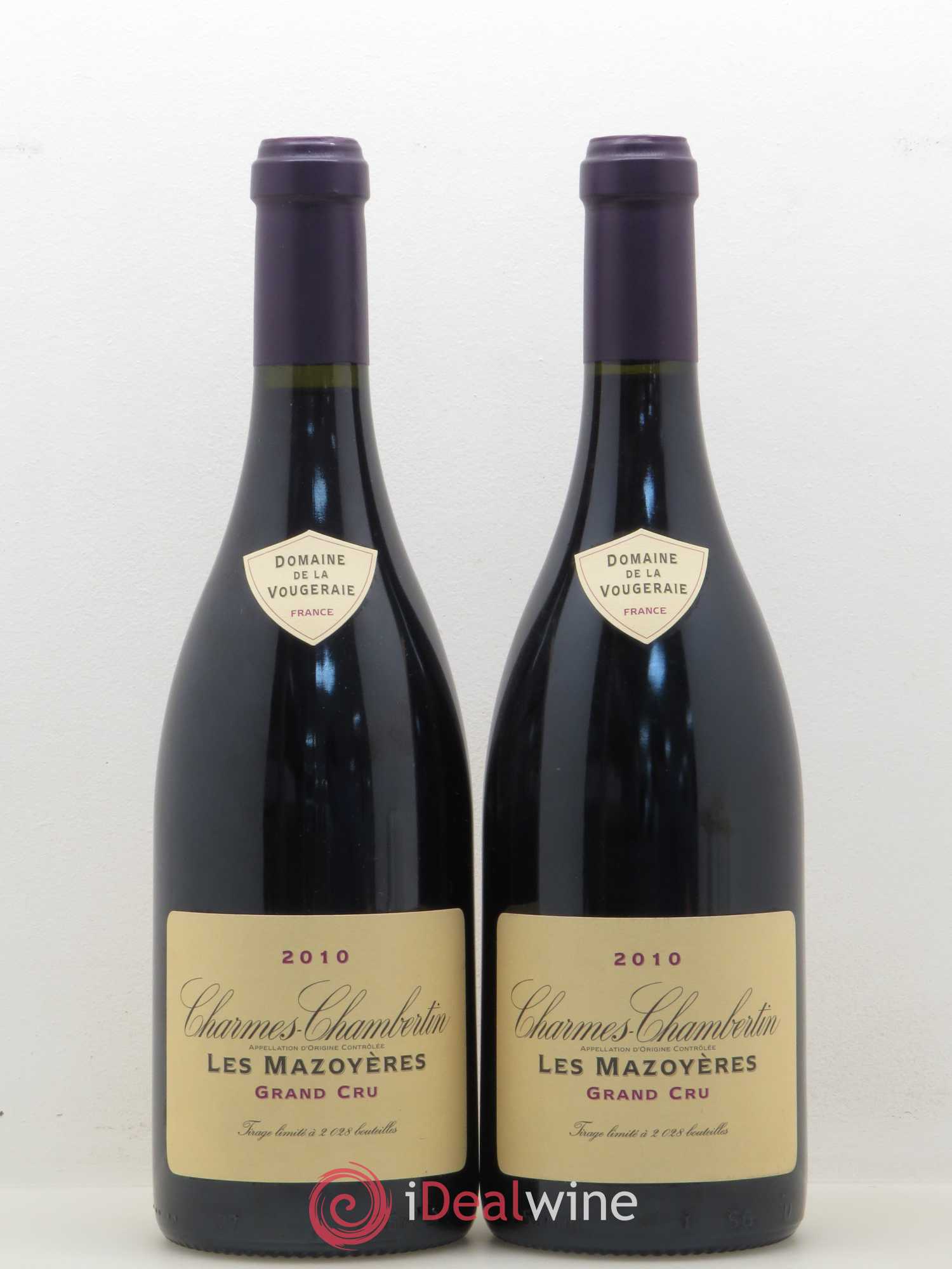 Charmes-Chambertin Grand Cru Les Mazoyères La Vougeraie 2010 - Lot de 2 bouteilles - 0