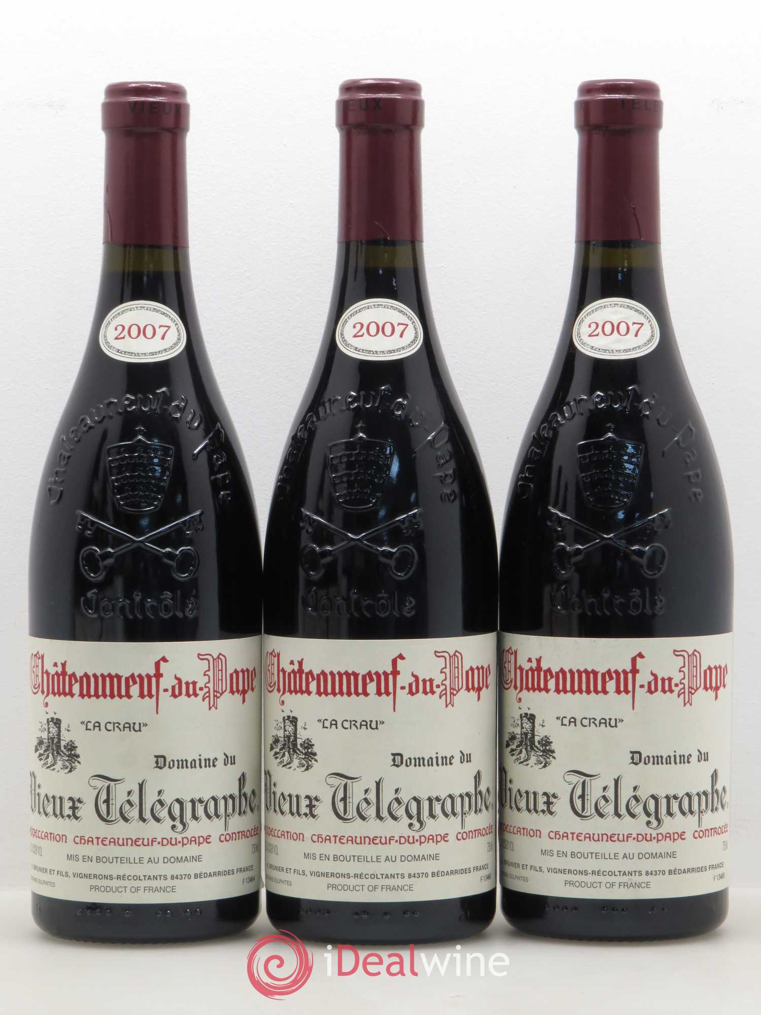 Châteauneuf-du-Pape Vieux Télégraphe (Domaine du) Vignobles Brunier 2007 - Lot de 5 bouteilles - 1