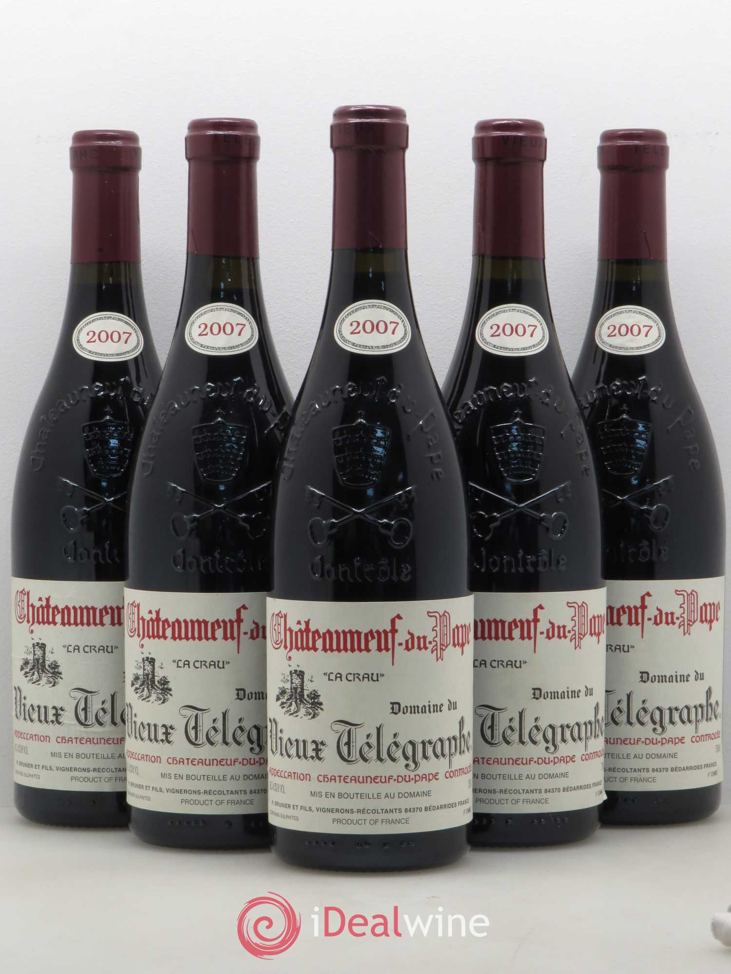 Châteauneuf-du-Pape Vieux Télégraphe (Domaine du) Vignobles Brunier 2007 - Lot de 5 bouteilles - 0