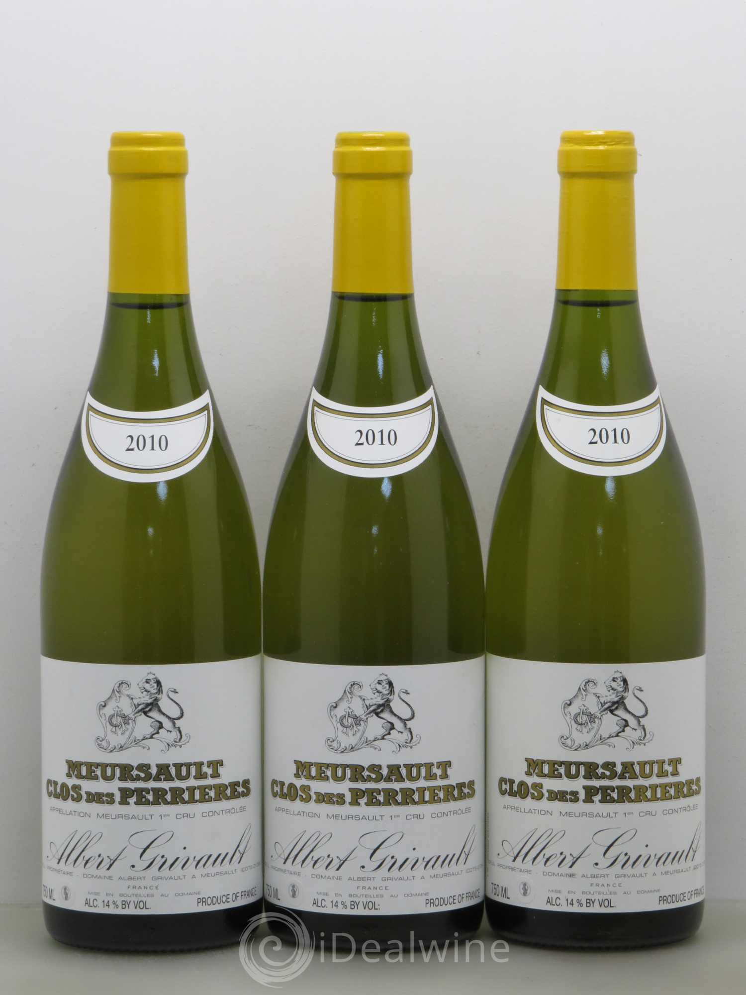 Meursault 1er Cru Clos des Perrières Monopole Albert Grivault 2010 - Lot de 3 bouteilles - 0