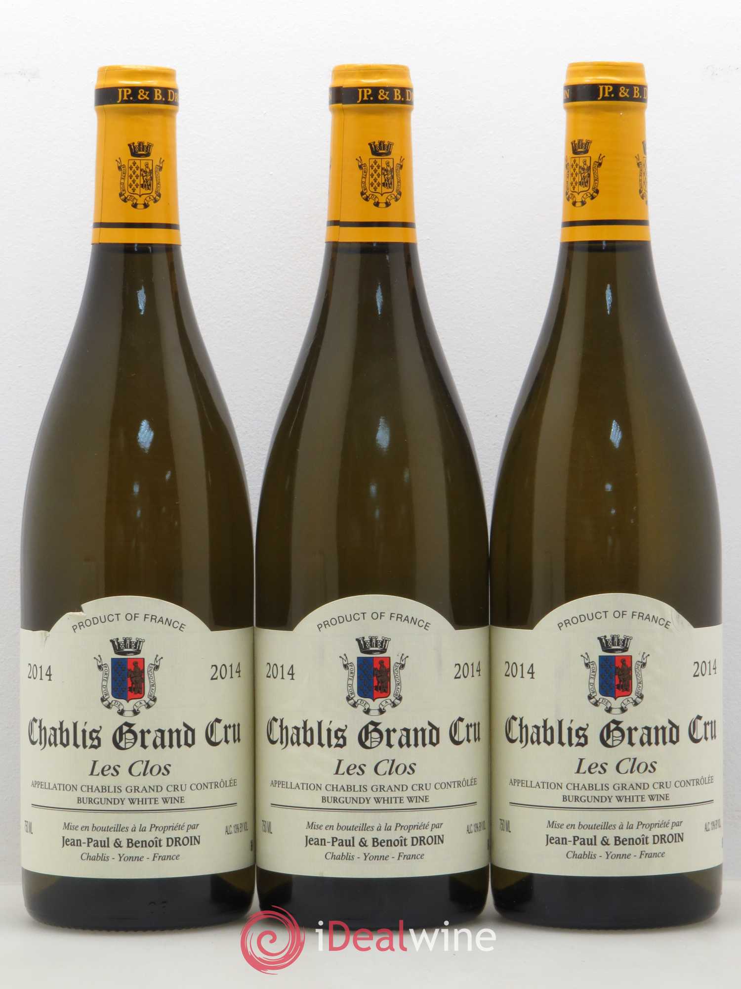 Chablis Grand Cru Les Clos Jean-Paul & Benoît Droin (Domaine) 2014 - Lot de 3 bouteilles - 0