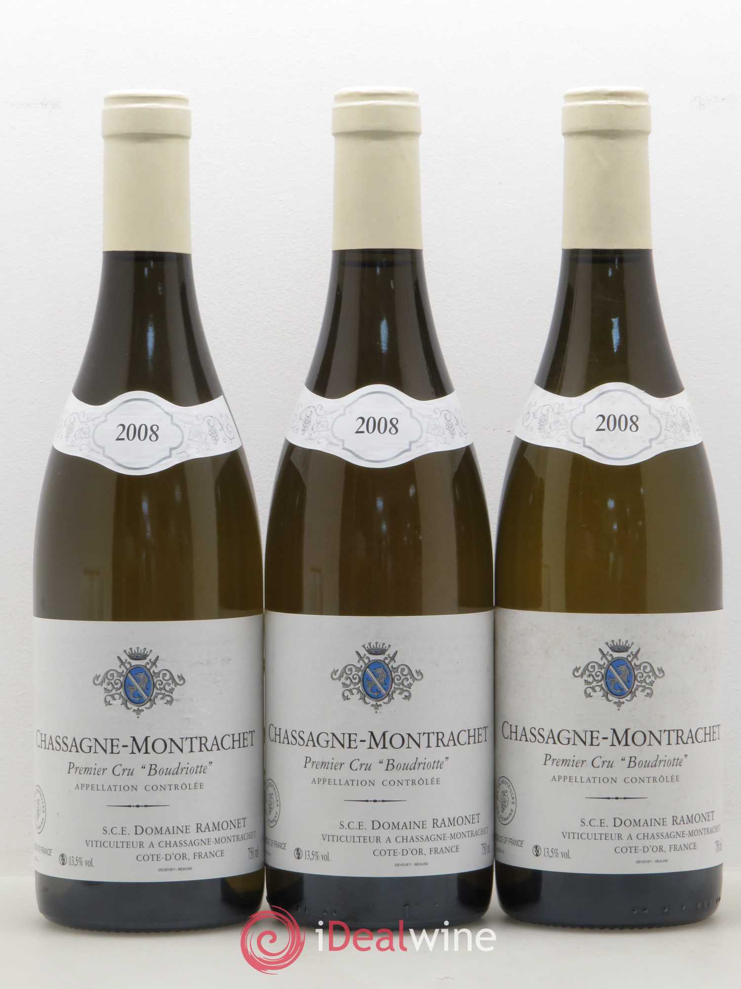 Chassagne-Montrachet 1er Cru Boudriotte Ramonet (Domaine) 2008 - Posten von 3 Flaschen - 0