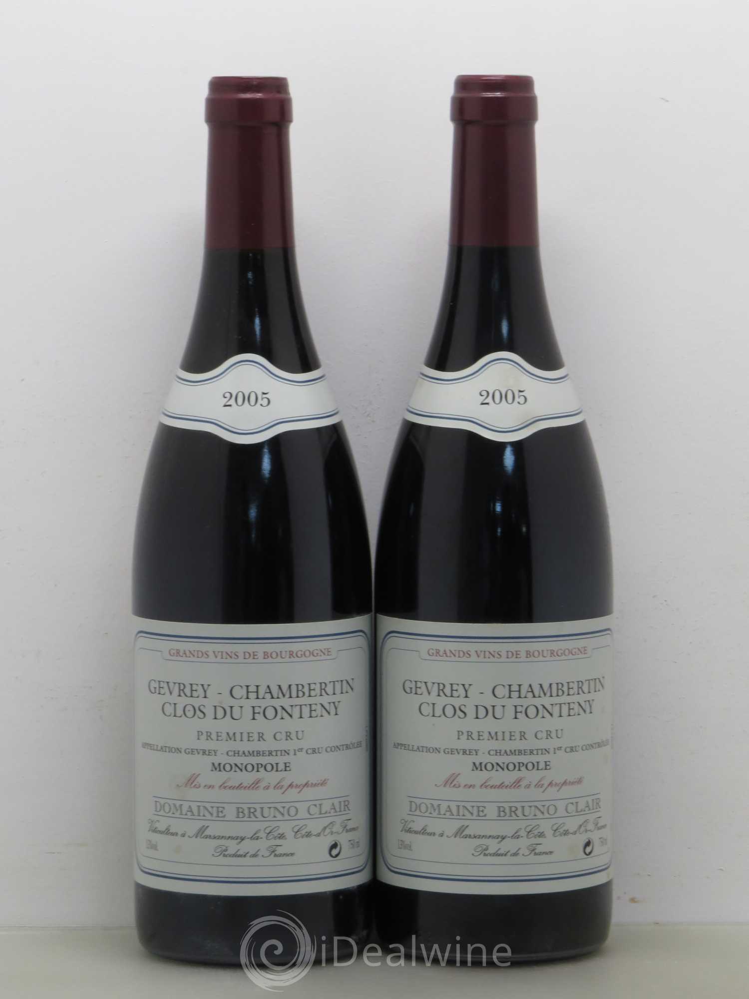 Gevrey-Chambertin 1er Cru Clos du Fonteny Bruno Clair (Domaine) 2005 - Lot de 2 bouteilles - 0