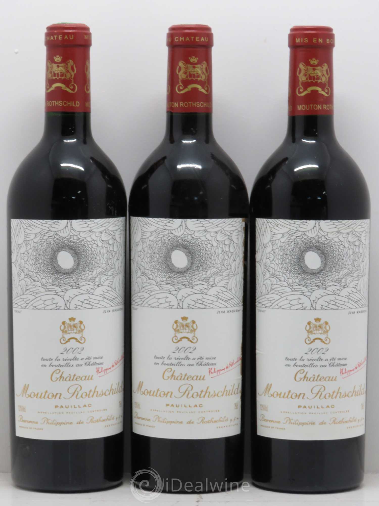 Château Mouton Rothschild 1er Grand Cru Classé 2002 - Lot de 3 bouteilles - 0