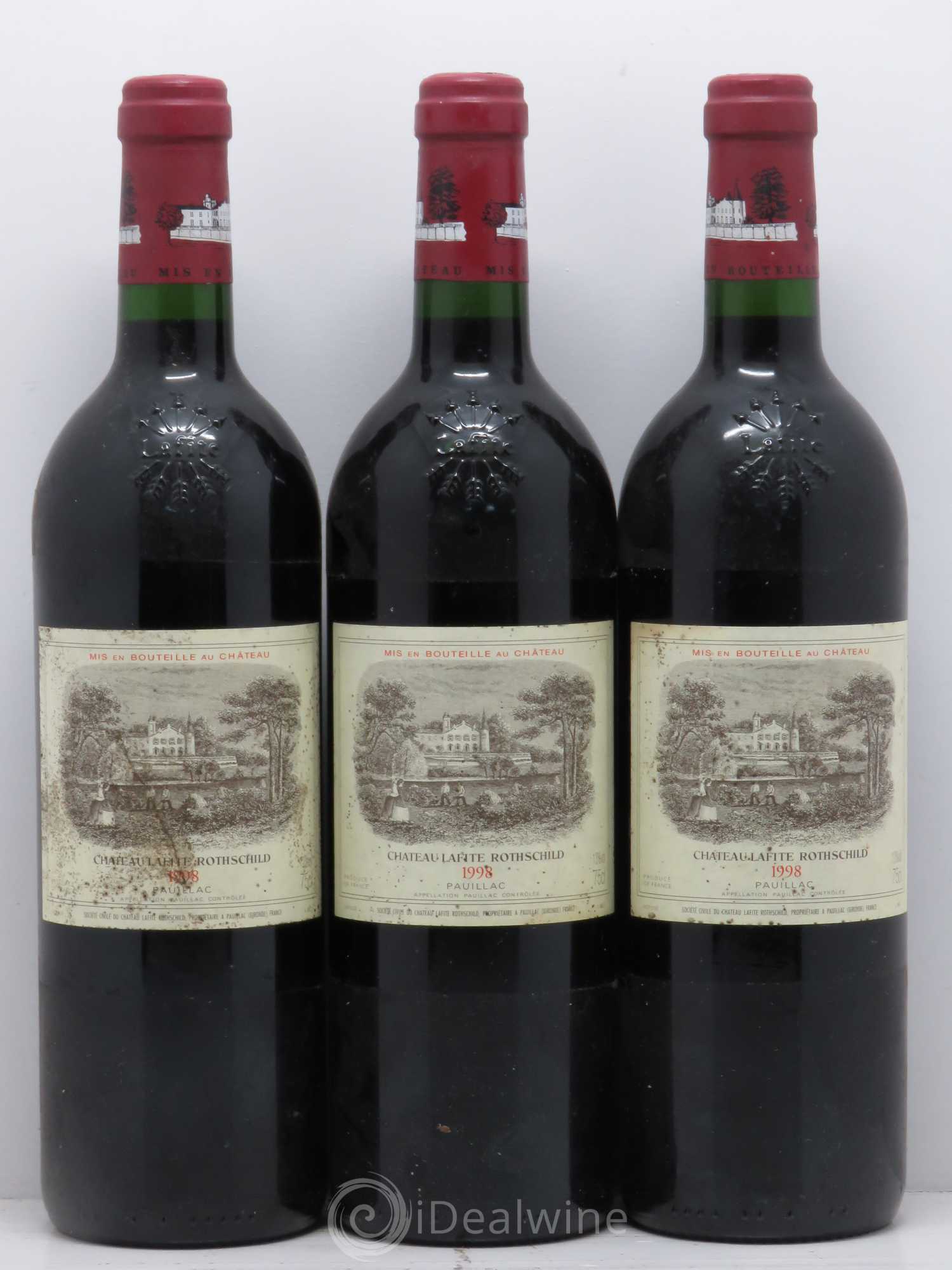 Château Lafite Rothschild 1er Grand Cru Classé 1998 - Lot de 3 bouteilles - 0