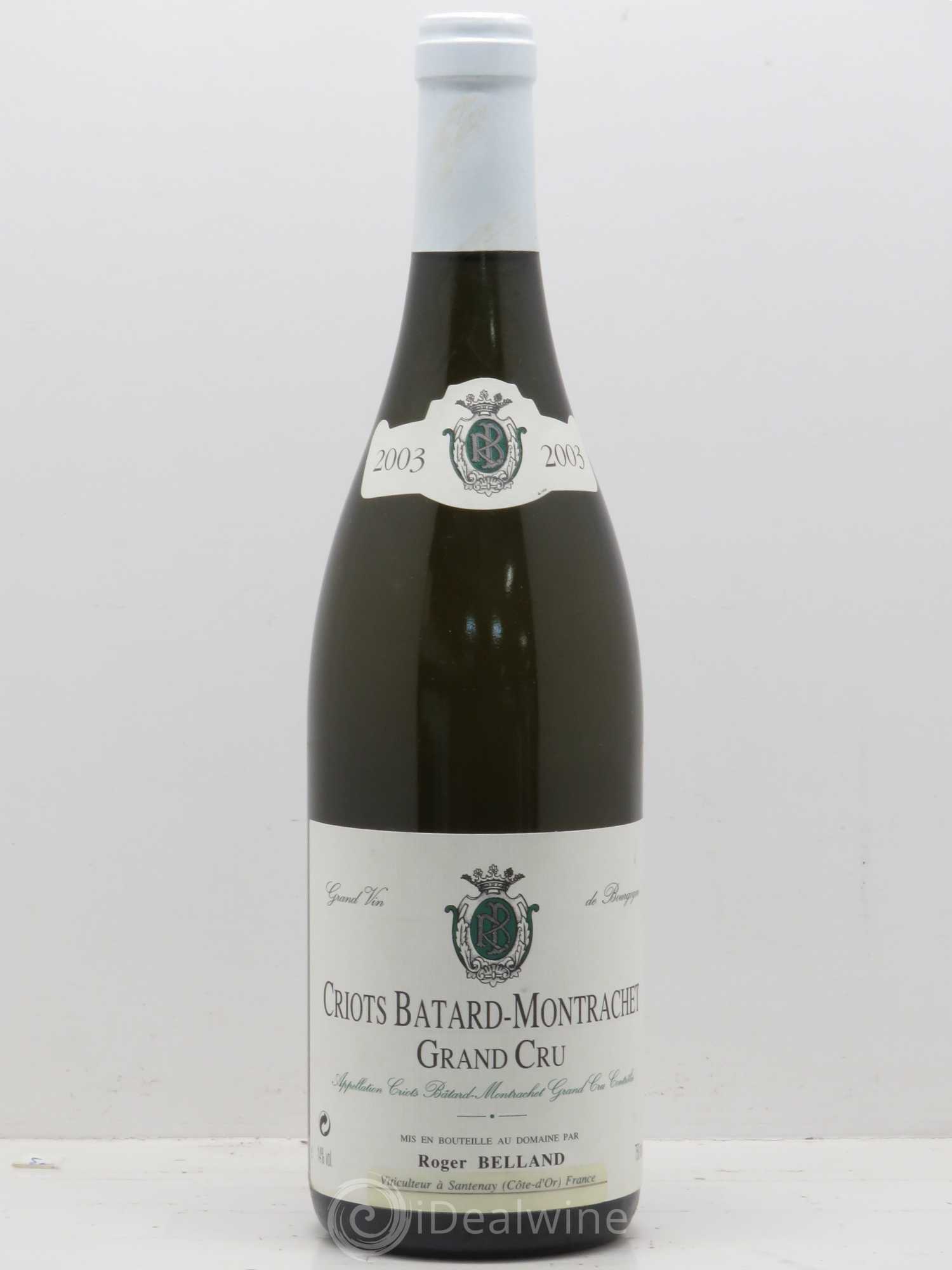 Criots-Bâtard-Montrachet Grand Cru Roger Belland (Domaine) 2003 - Lot de 1 bouteille - 0