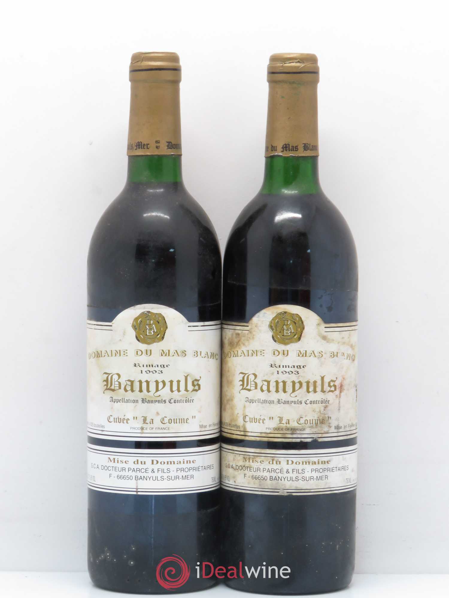 Banyuls Rimage La Coume Mas Blanc (Domaine du) - Parcé et Fils 1993 - Lot de 2 bouteilles - 0