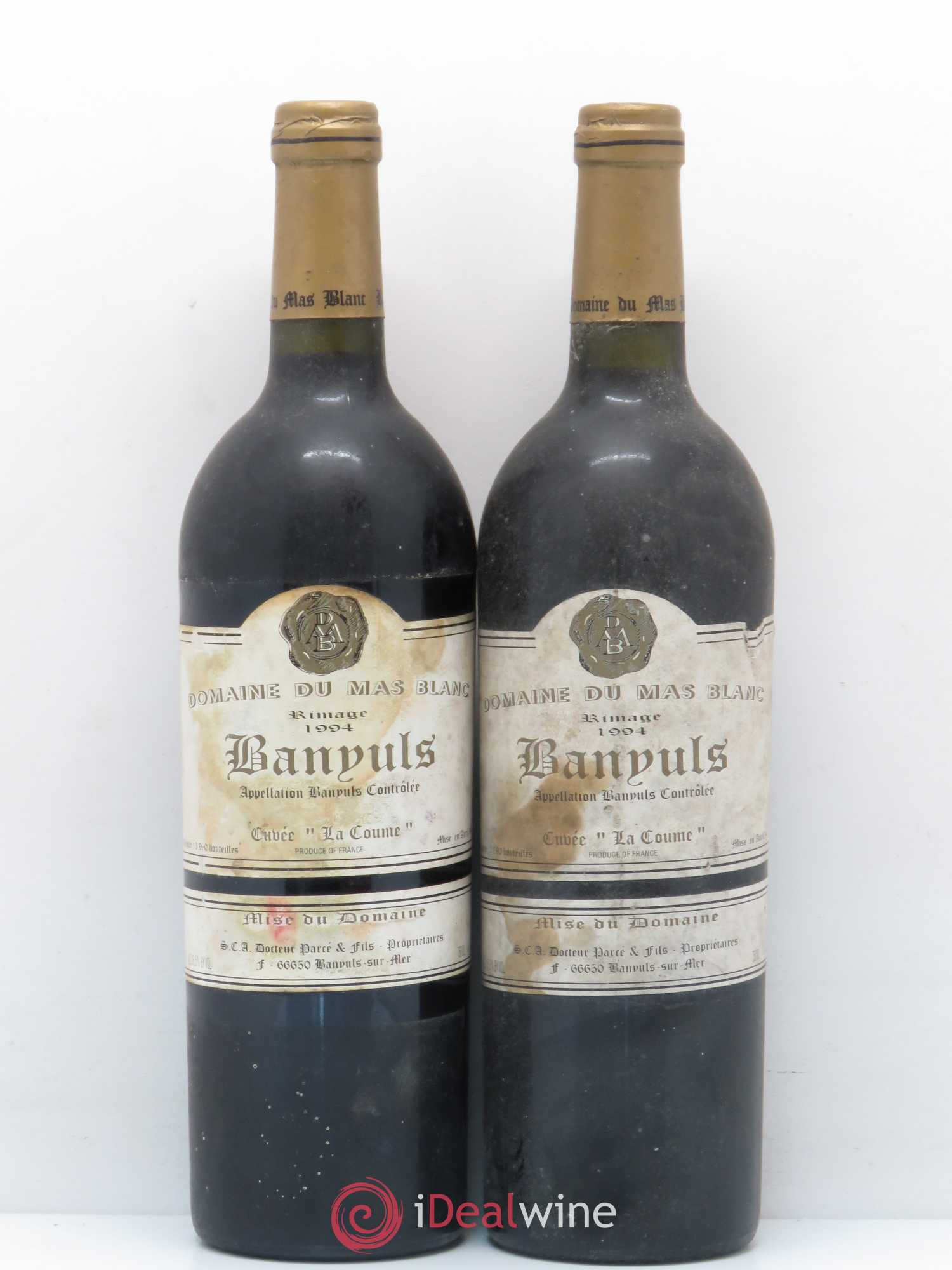 Banyuls Rimage La Coume Mas Blanc (Domaine du) - Parcé et Fils 1994 - Lot de 2 bouteilles - 0