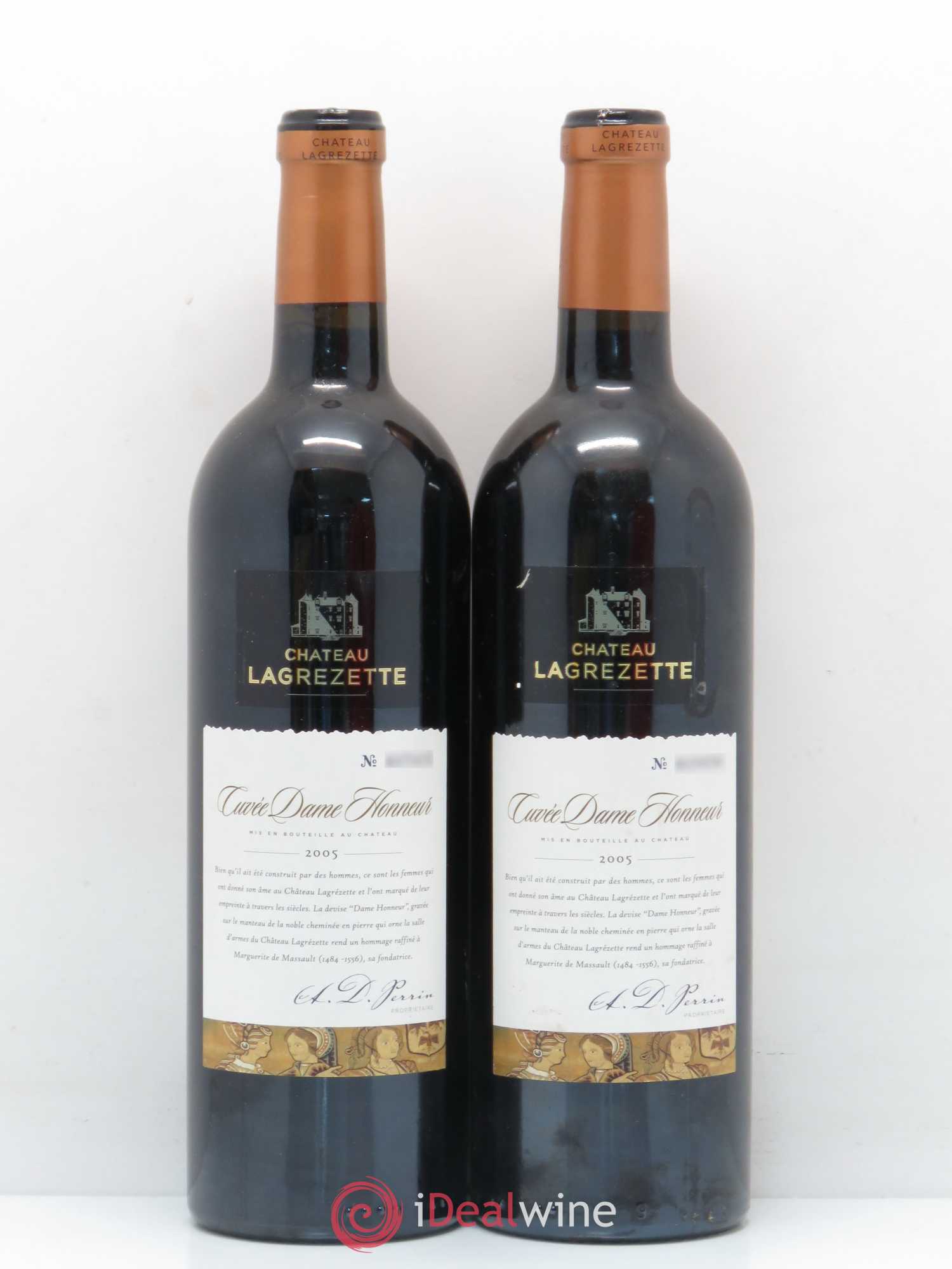 Cahors Château Lagrezette Alain Dominique Perrin Dame Honneur 2005 - Lotto di 2 bottiglie - 0