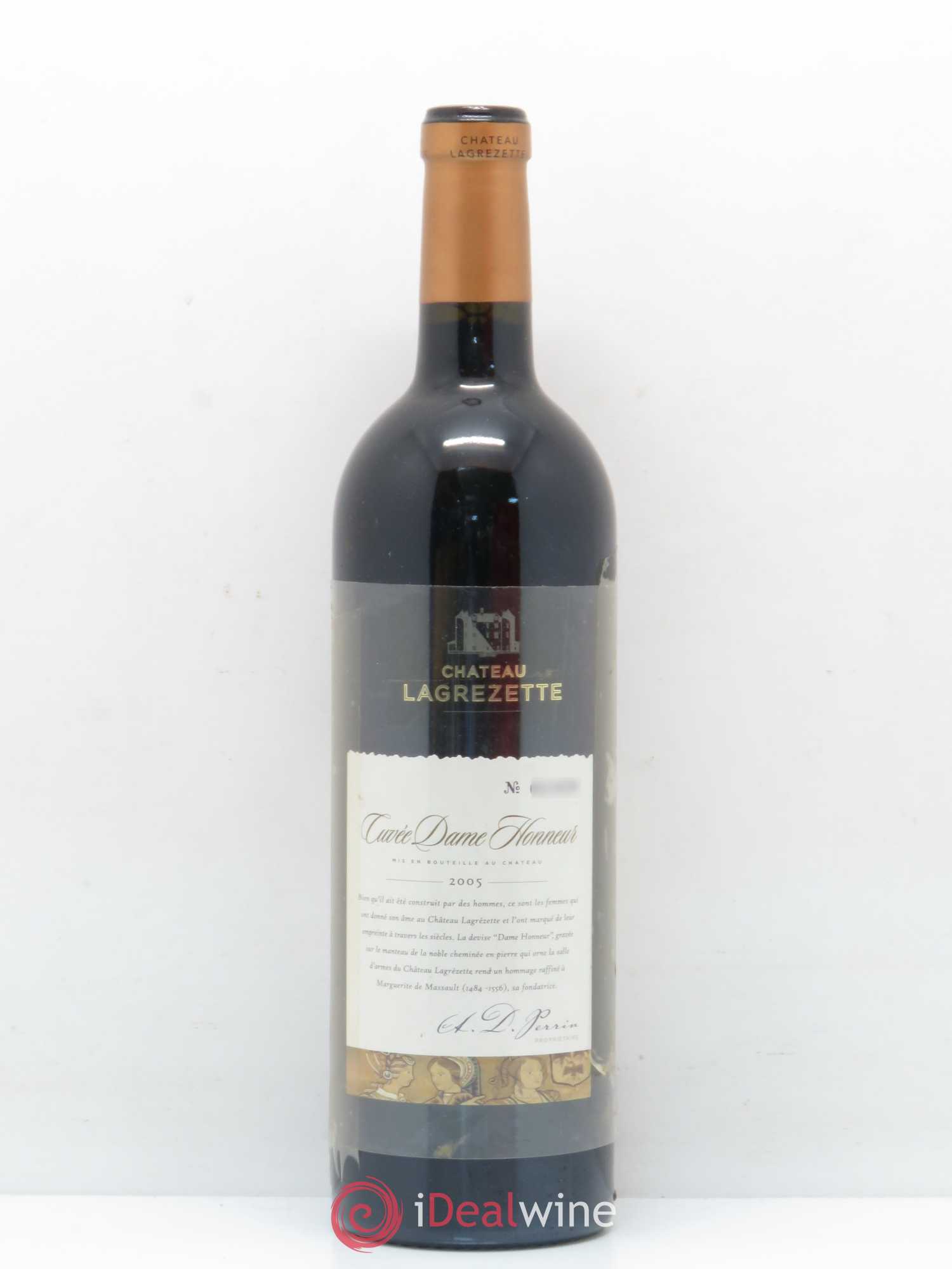 Cahors Château Lagrezette Alain Dominique Perrin Dame Honneur 2005 - Lot de 1 bouteille - 0