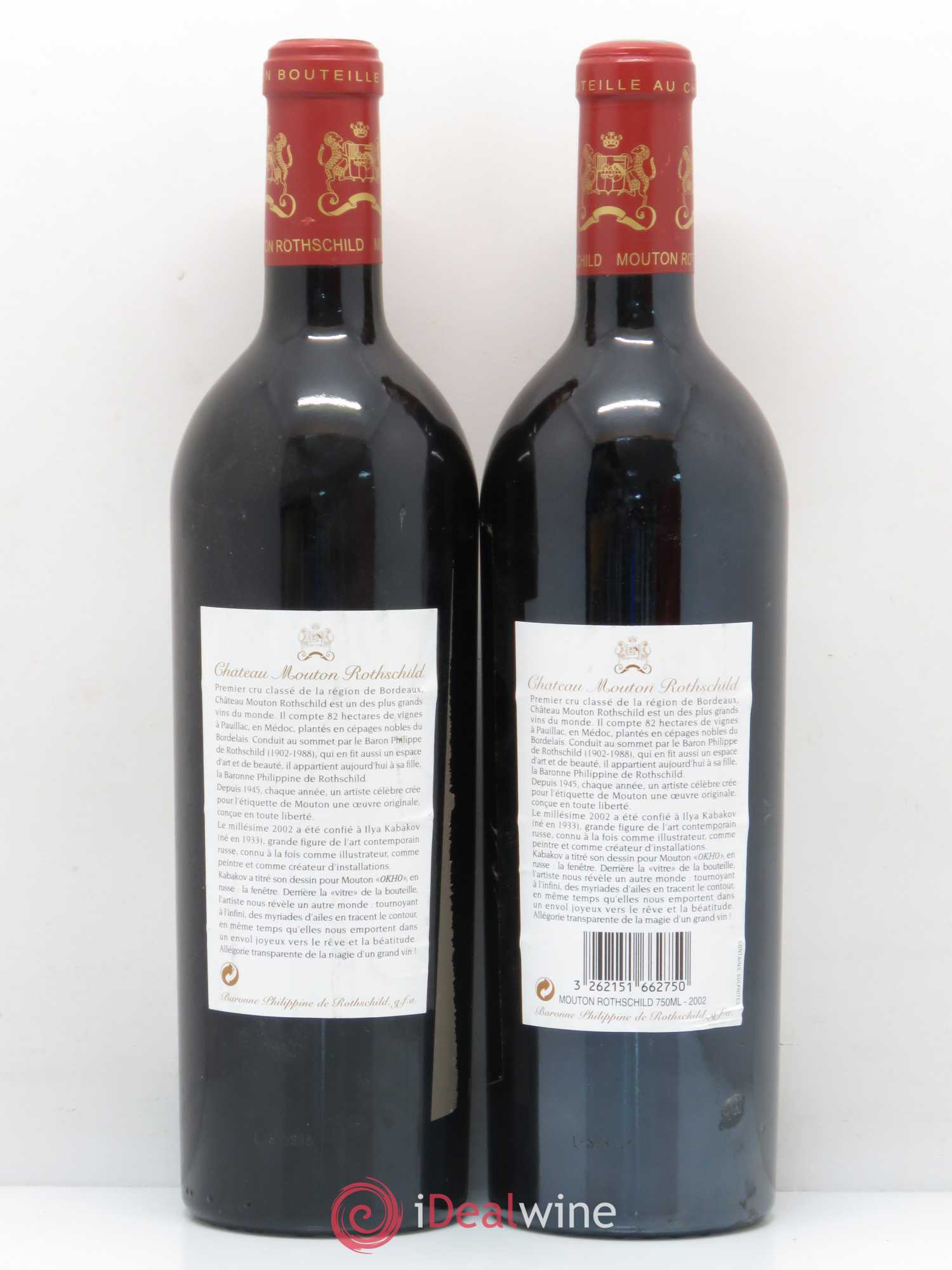Château Mouton Rothschild 1er Grand Cru Classé 2002 - Lot de 2 bouteilles - 1